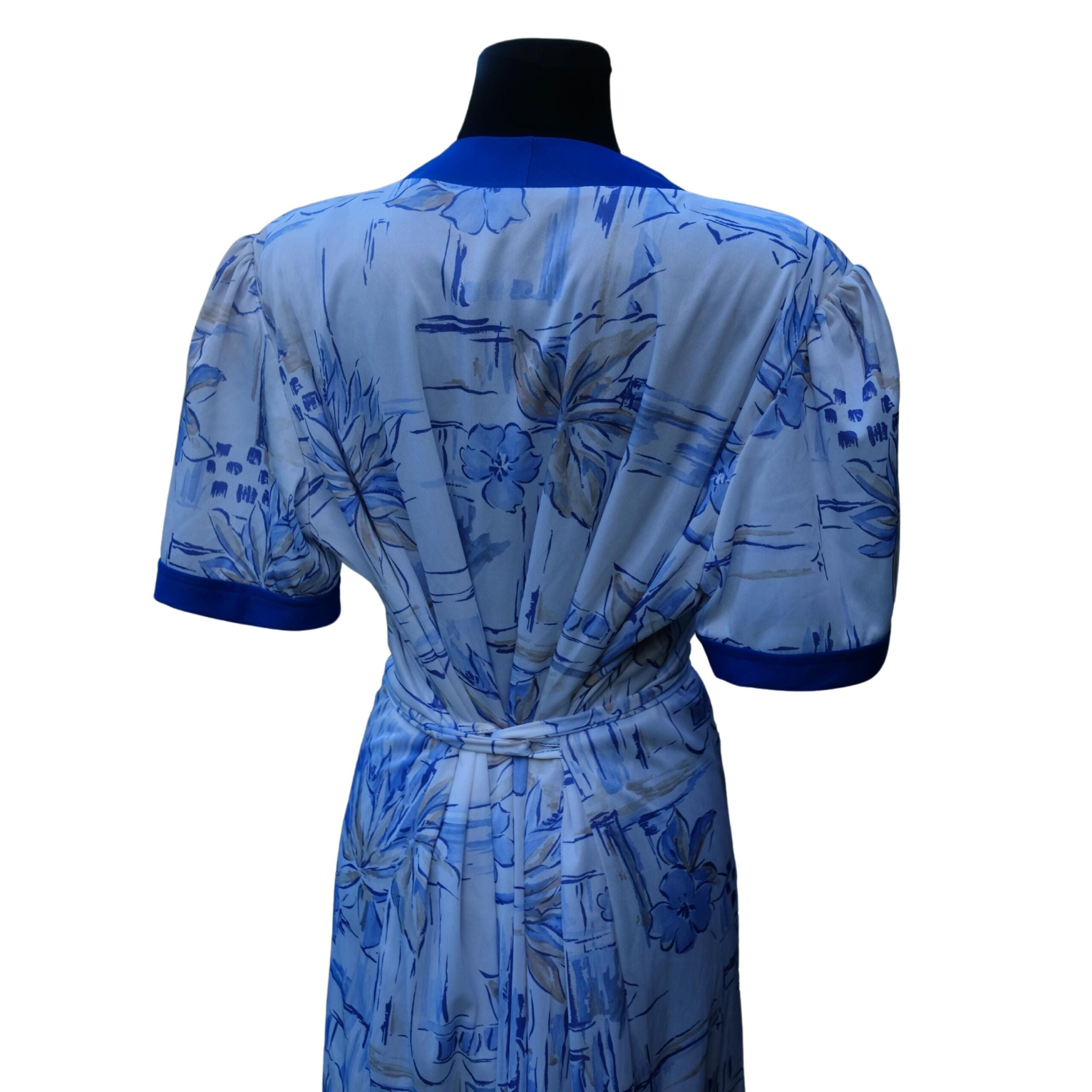 Vintage 80s Mediterranean Style Summer Dress, Greek and White with Pearl Like Buttons - Image 8