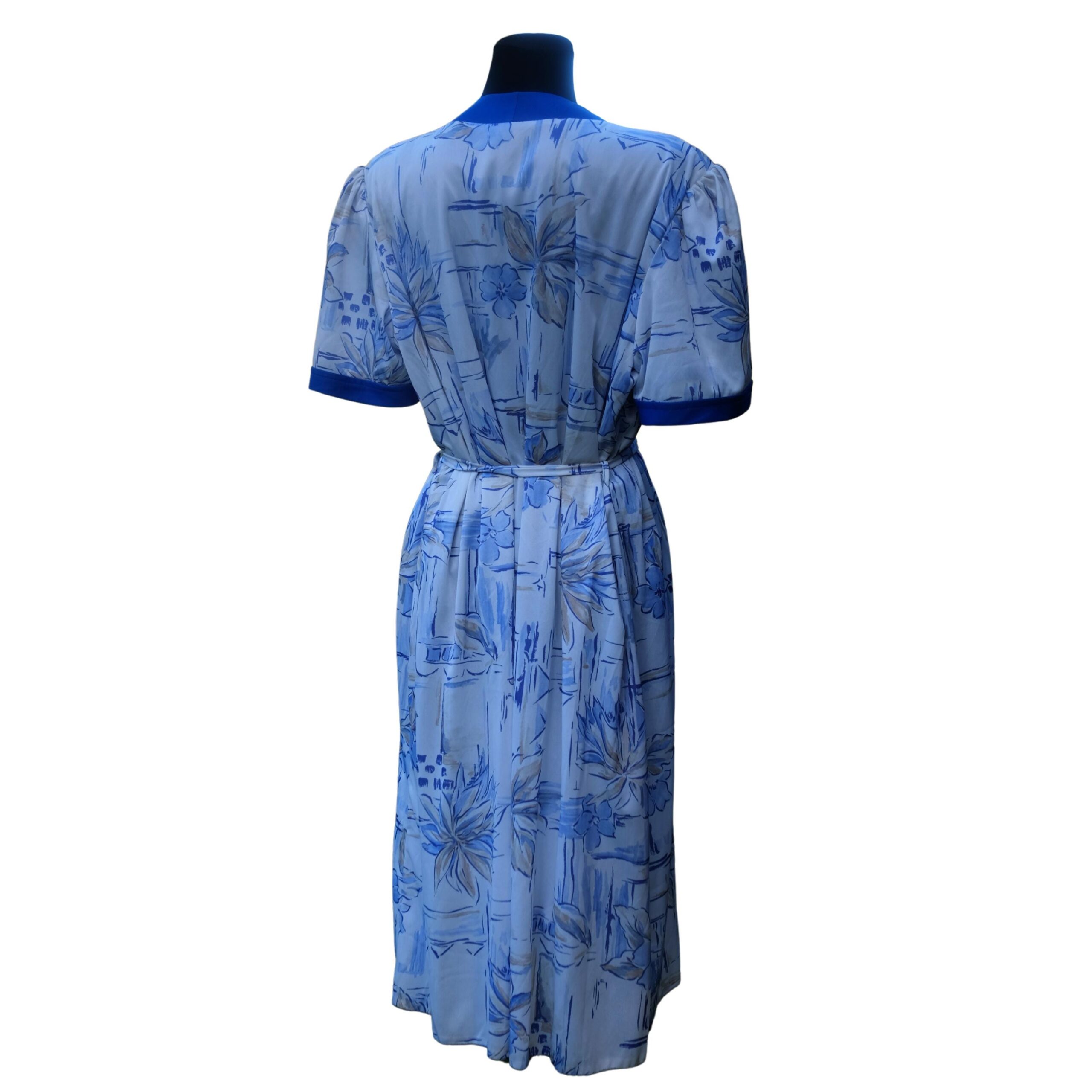 Vintage 80s Mediterranean Style Summer Dress, Greek and White with Pearl Like Buttons - Image 7