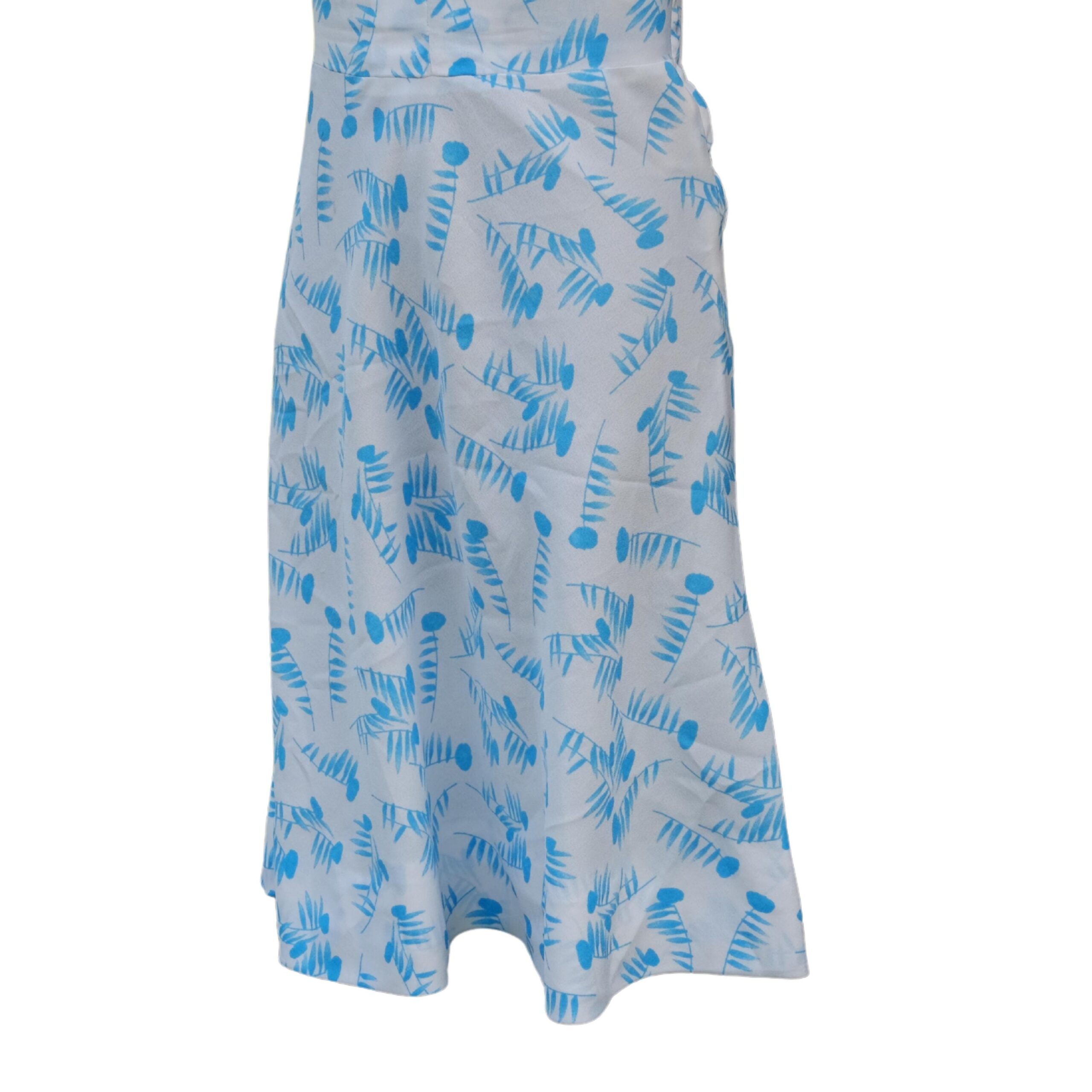 Vintage White Summer Dress with Blue Abstract Pattern - Image 7