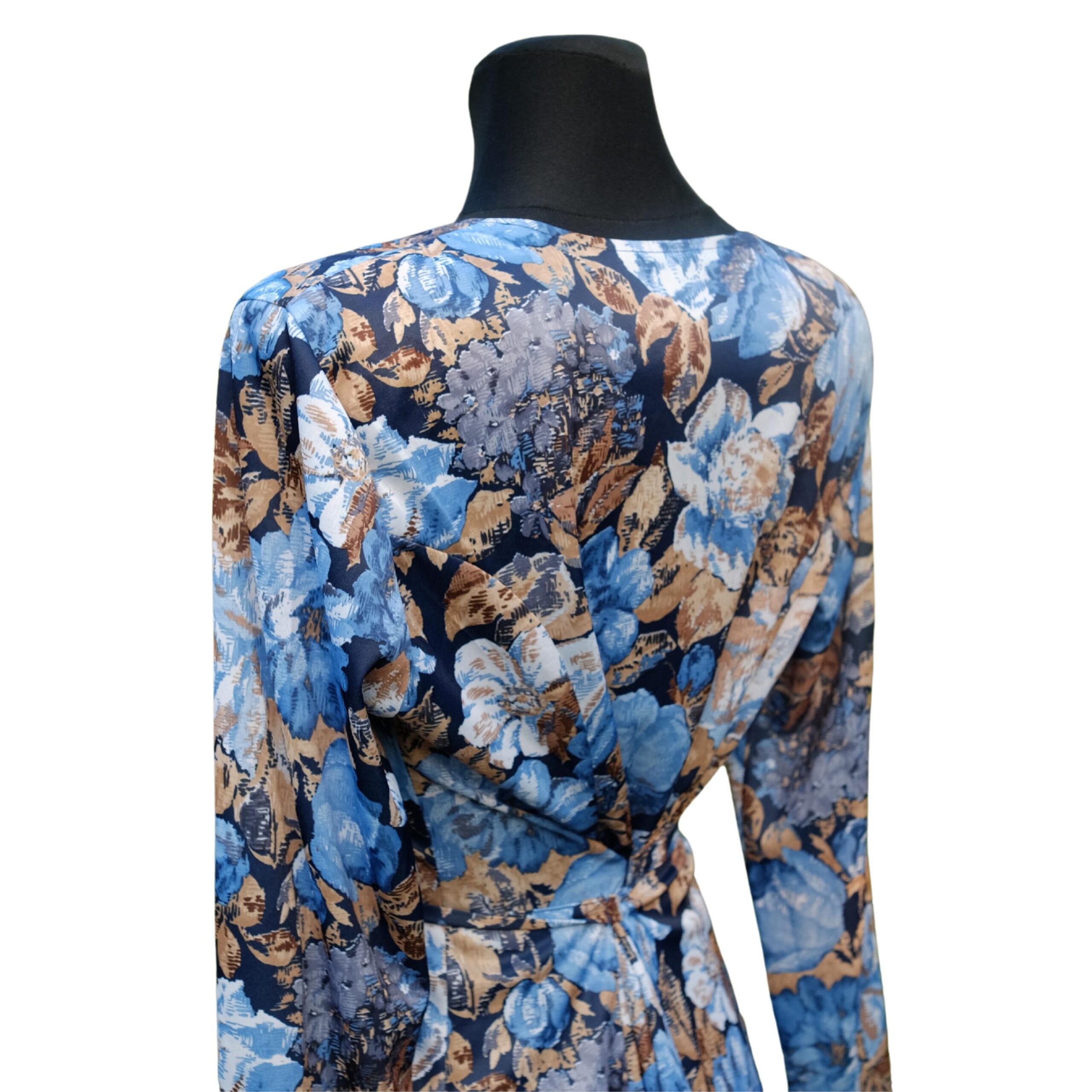 Vintage 80s Longsleeve Pastel Floral Dress, Mediterranean Charm - Image 6