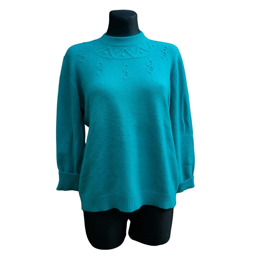 Vintage Turquoise Jumper, Knit Pullover
