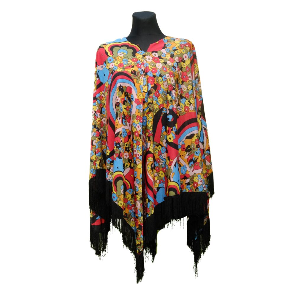 Vintage Flower Power Colorful Poncho