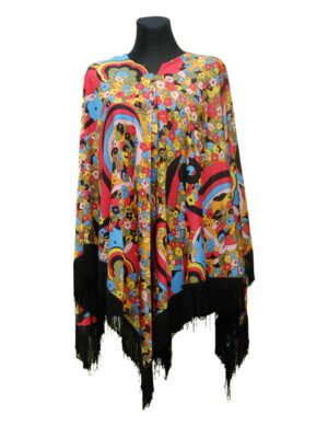 Vintage Flower Power Colorful Poncho