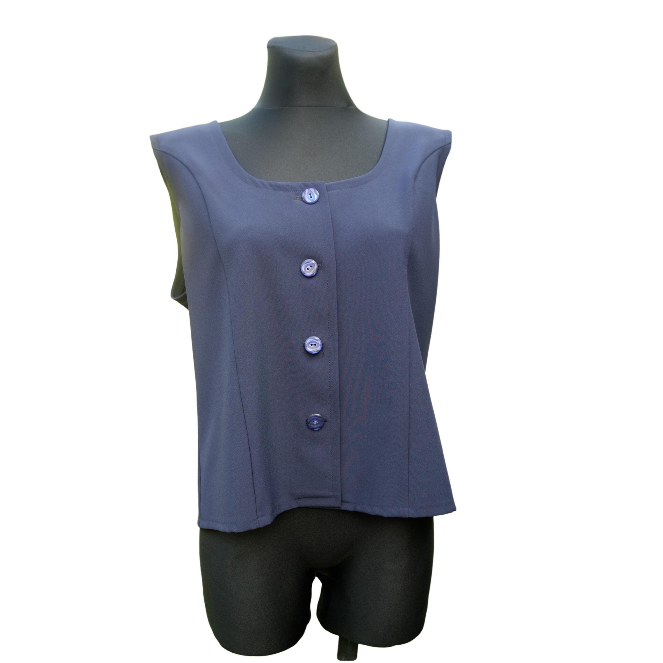 Vintage Plus Size Sleeveless Night Blue Blazer