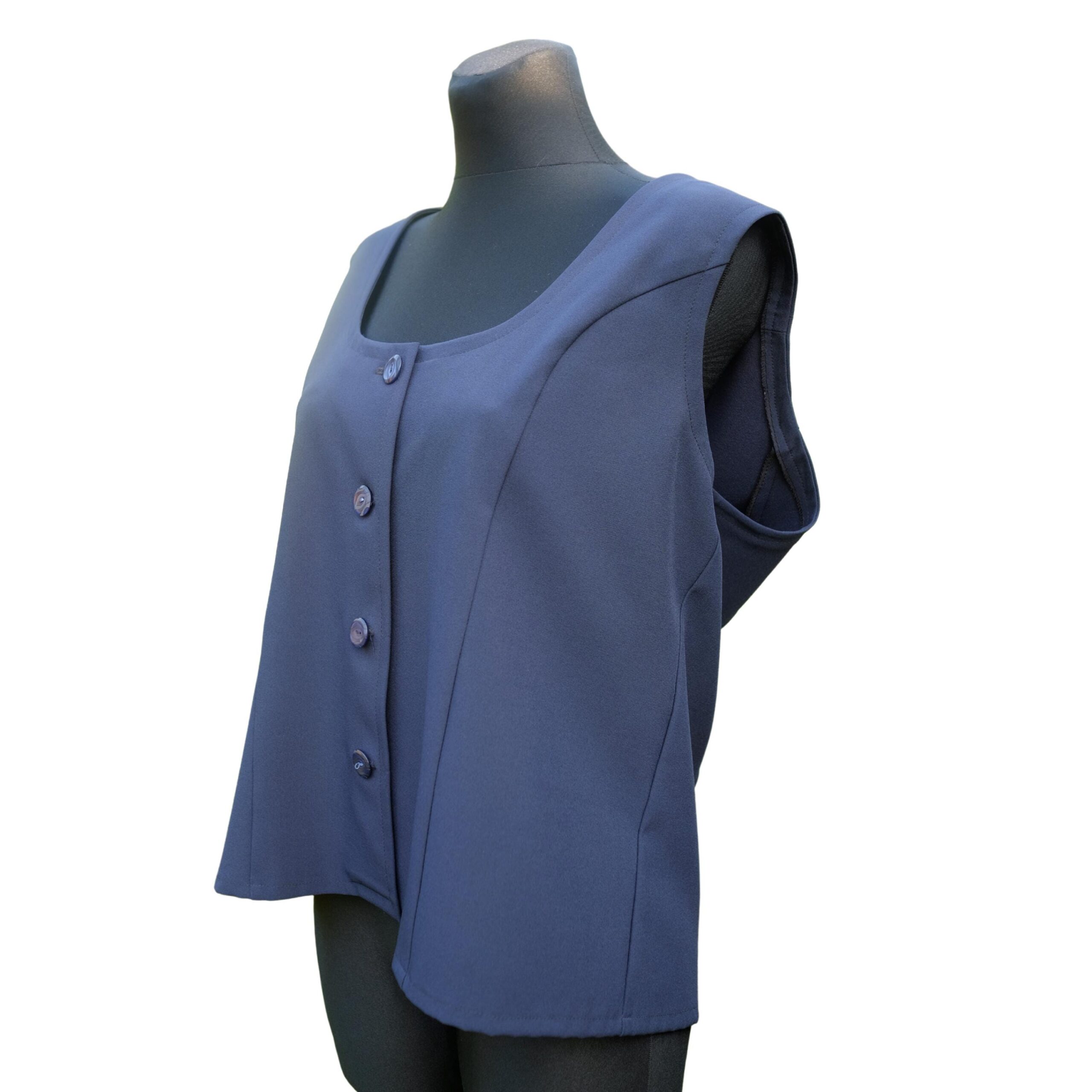 Vintage Plus Size Sleeveless Night Blue Blazer - Image 4