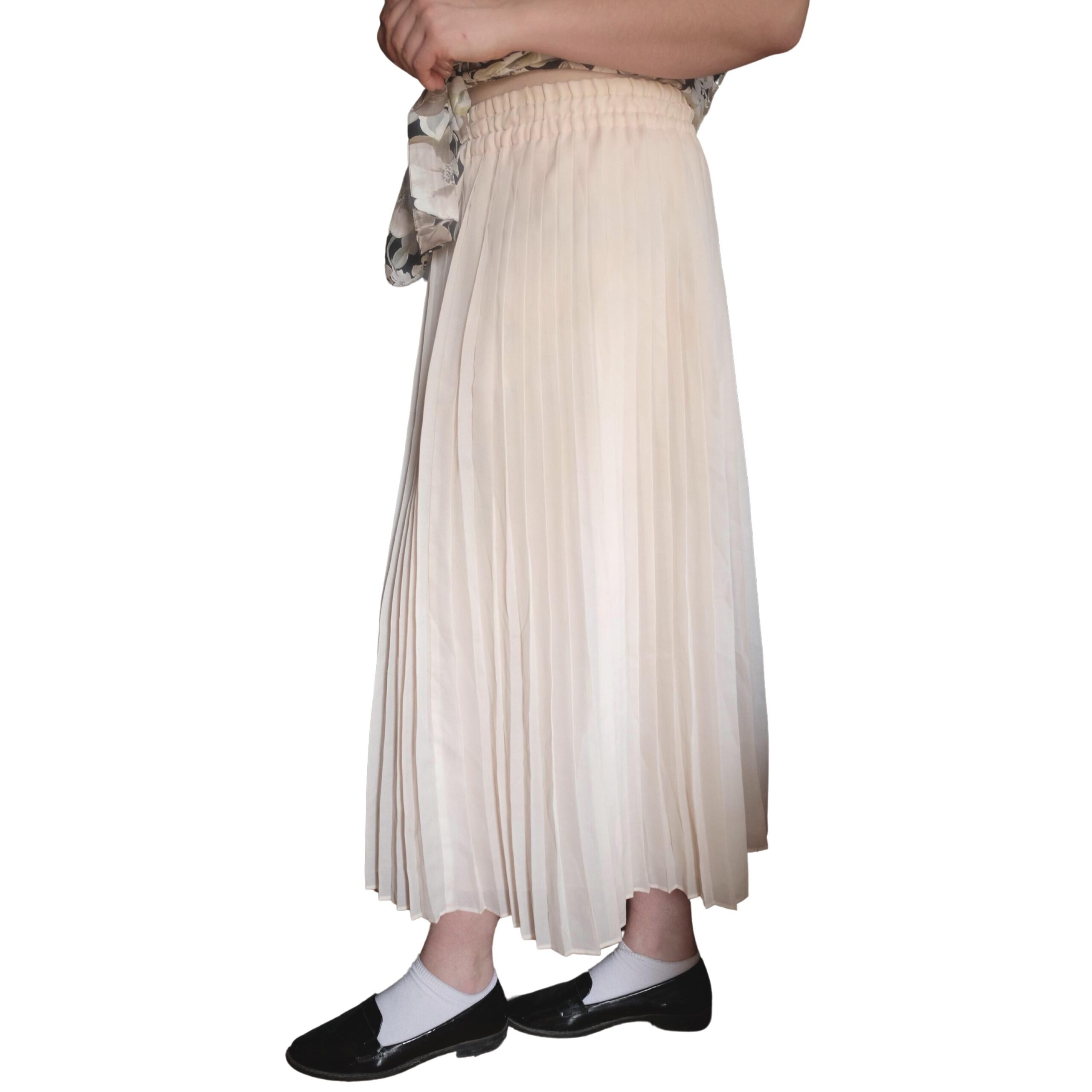 Vintage Long Cream Pleated Skirt - Image 7
