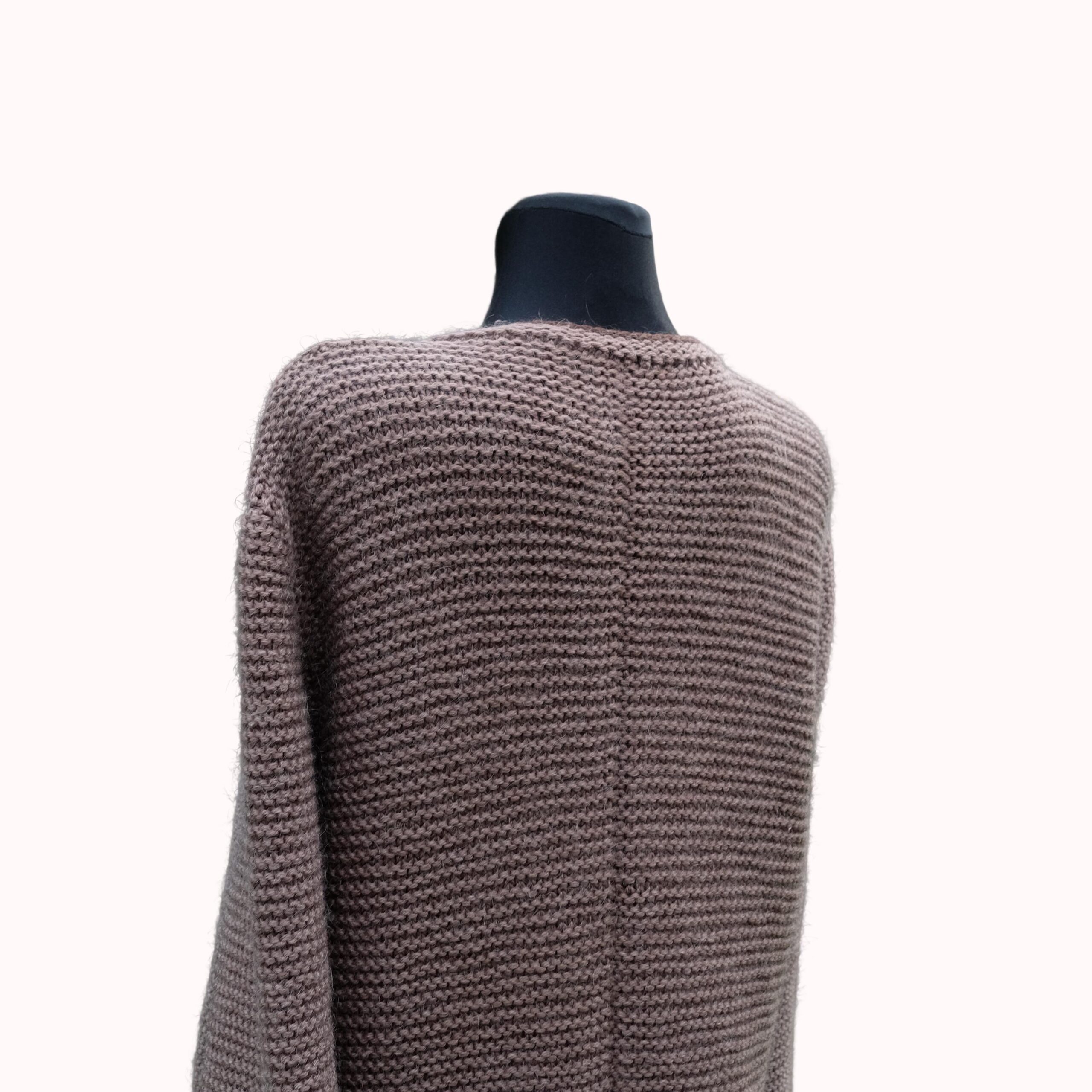 Vintage Ash Brown Warm Chunky Cardigan with Pockets - Image 4