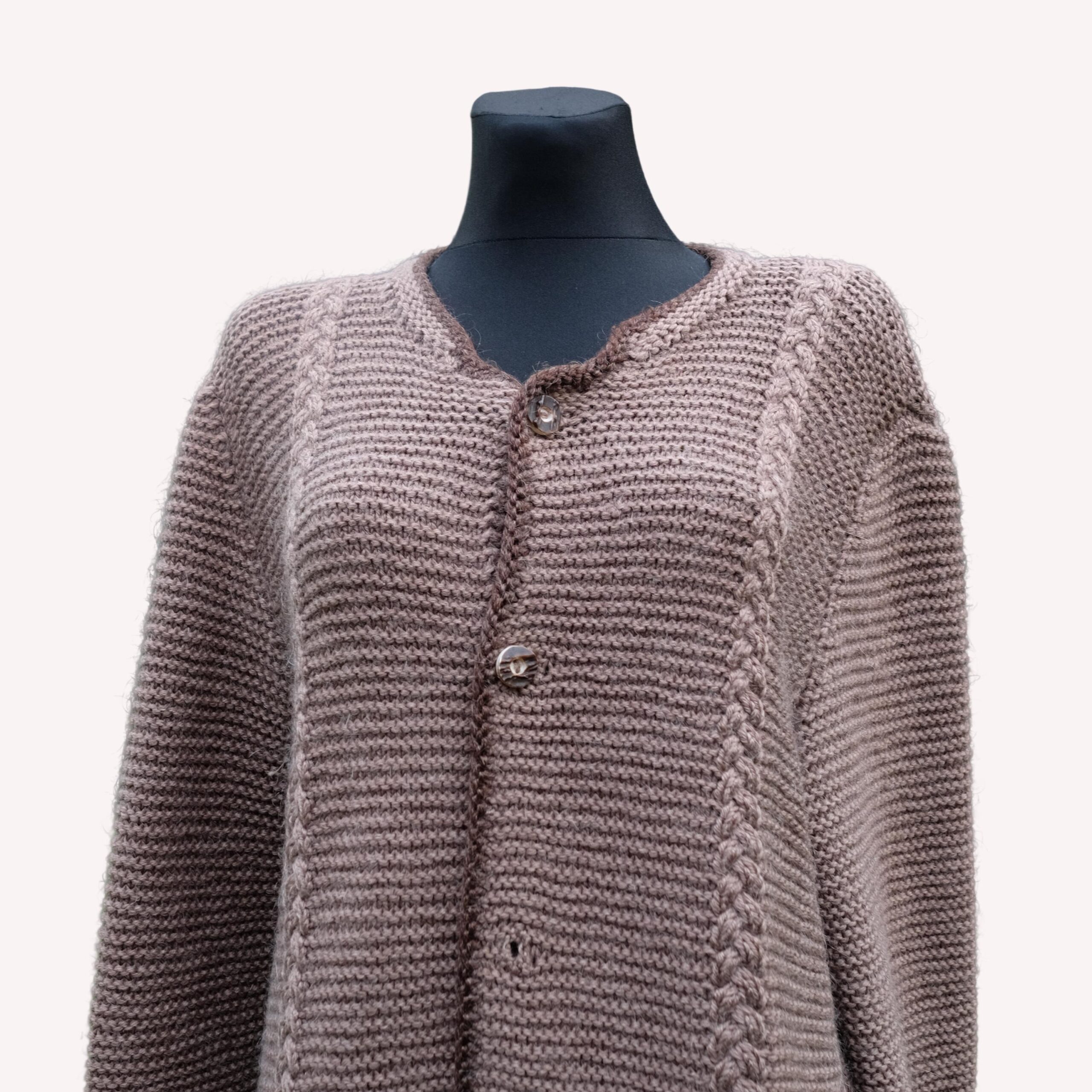 Vintage Ash Brown Warm Chunky Cardigan with Pockets - Image 9