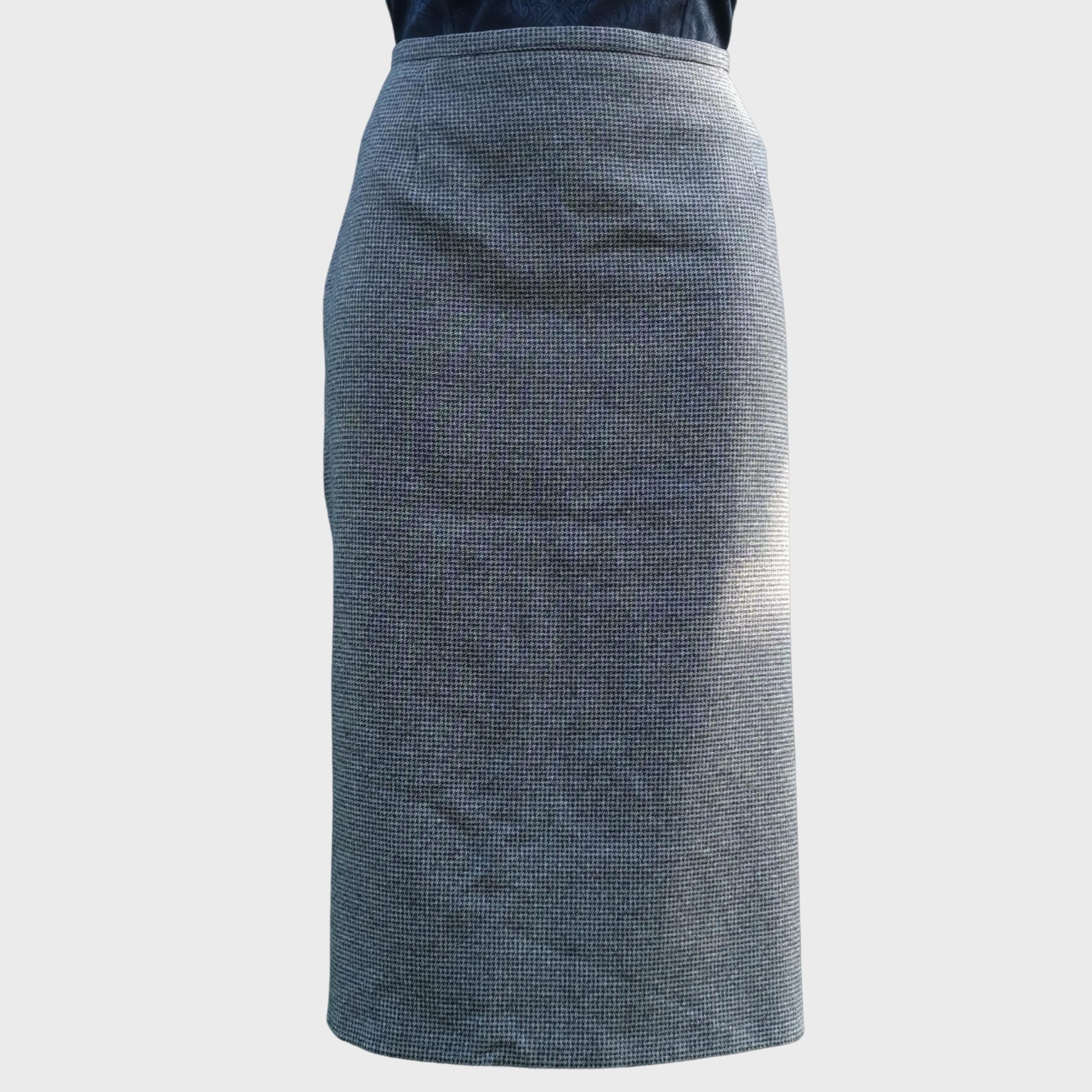 Vintage Gray Houndstooth Pencil Skirt