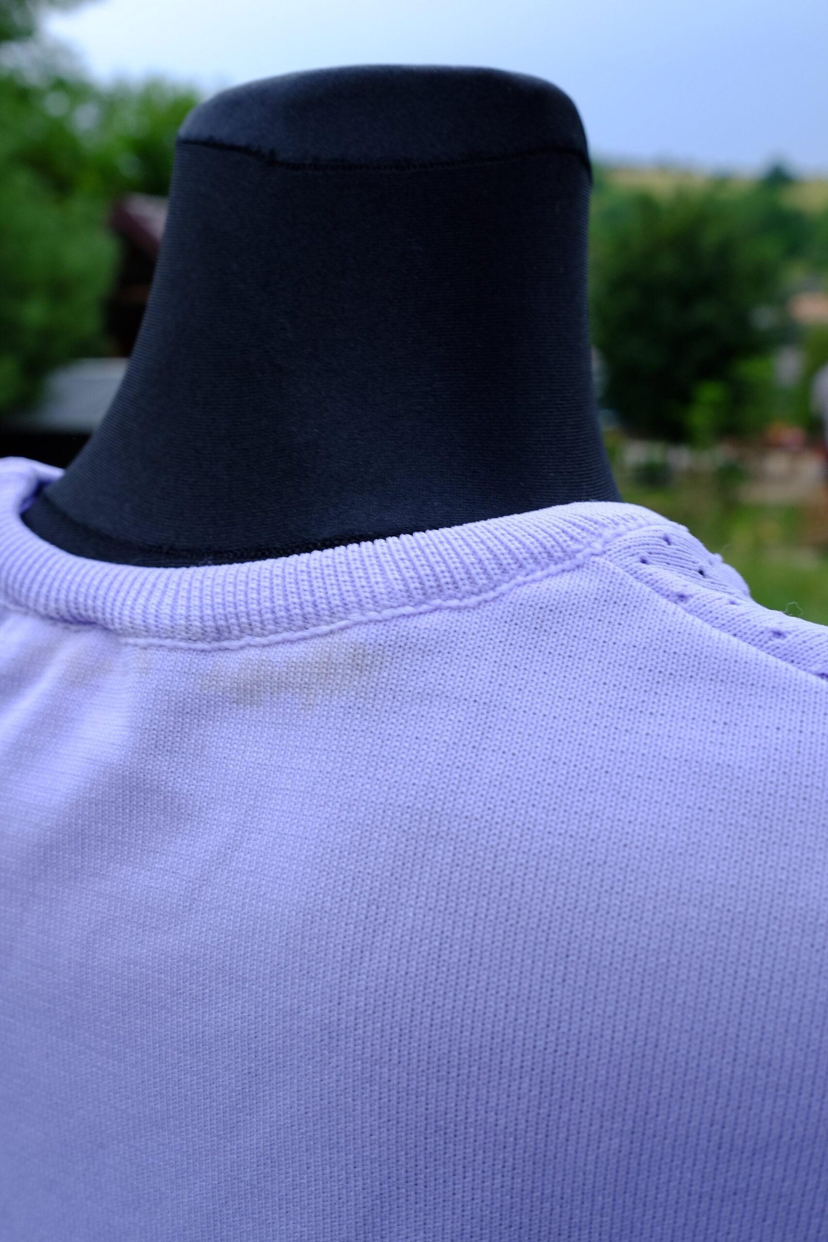 Vintage Short Sleeved Lilac Crew Neck Mesh Detail Top - Image 5