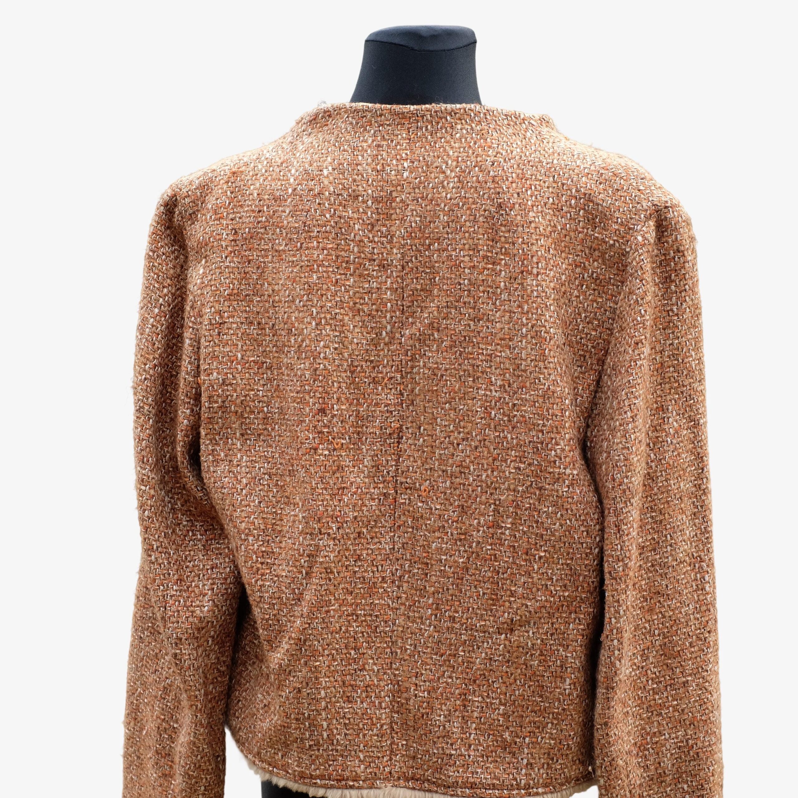 Vintage Sandra Pabst Terracotta Orange Tweed Blazer with Zipper Closing - Image 8