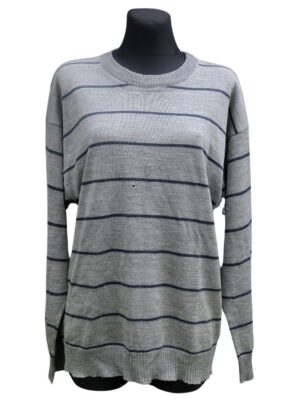 Vintage Striped Grey and Blue Jumper Plus Size