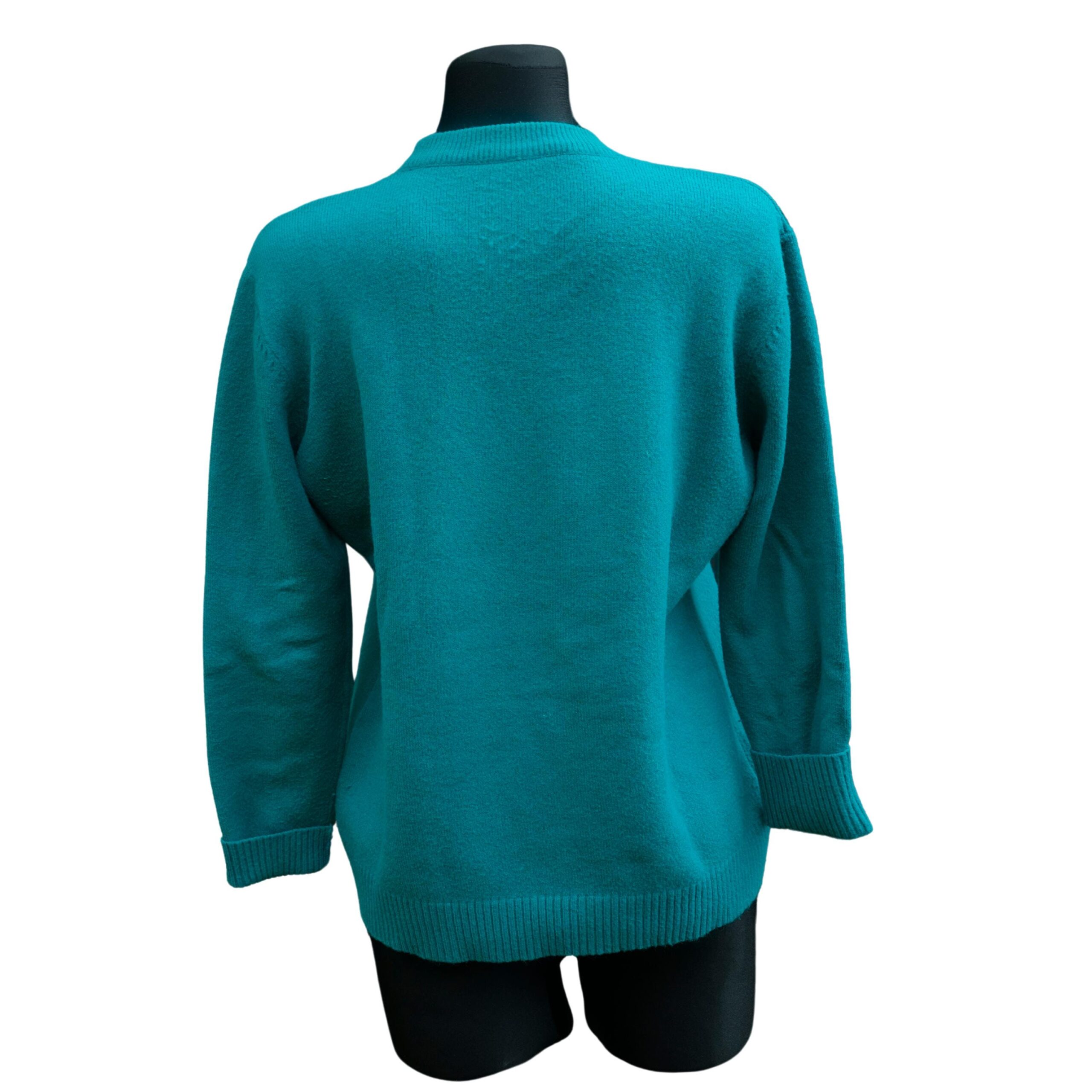Vintage Turquoise Jumper, Knit Pullover - Image 4