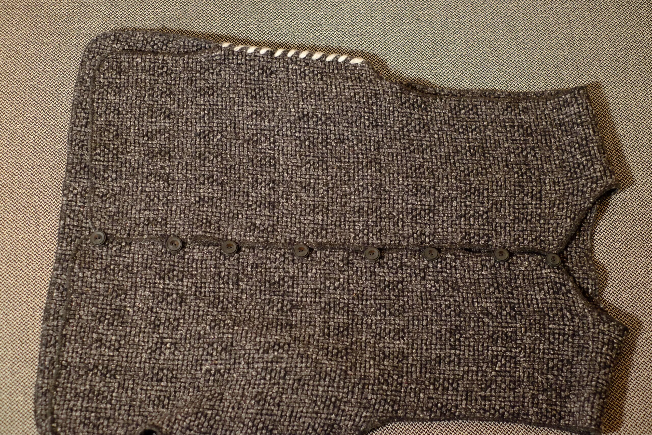 Vintage Brown Textured Button White Seam Crochet Vest - Image 5