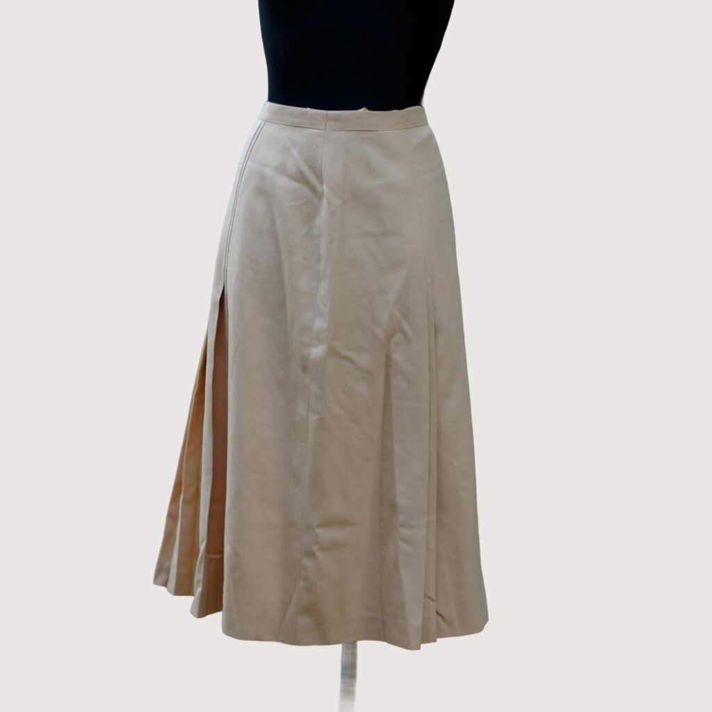 Vintage Beige Wool Pleated Skirt