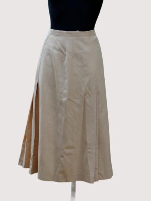 Vintage Beige Wool Pleated Skirt