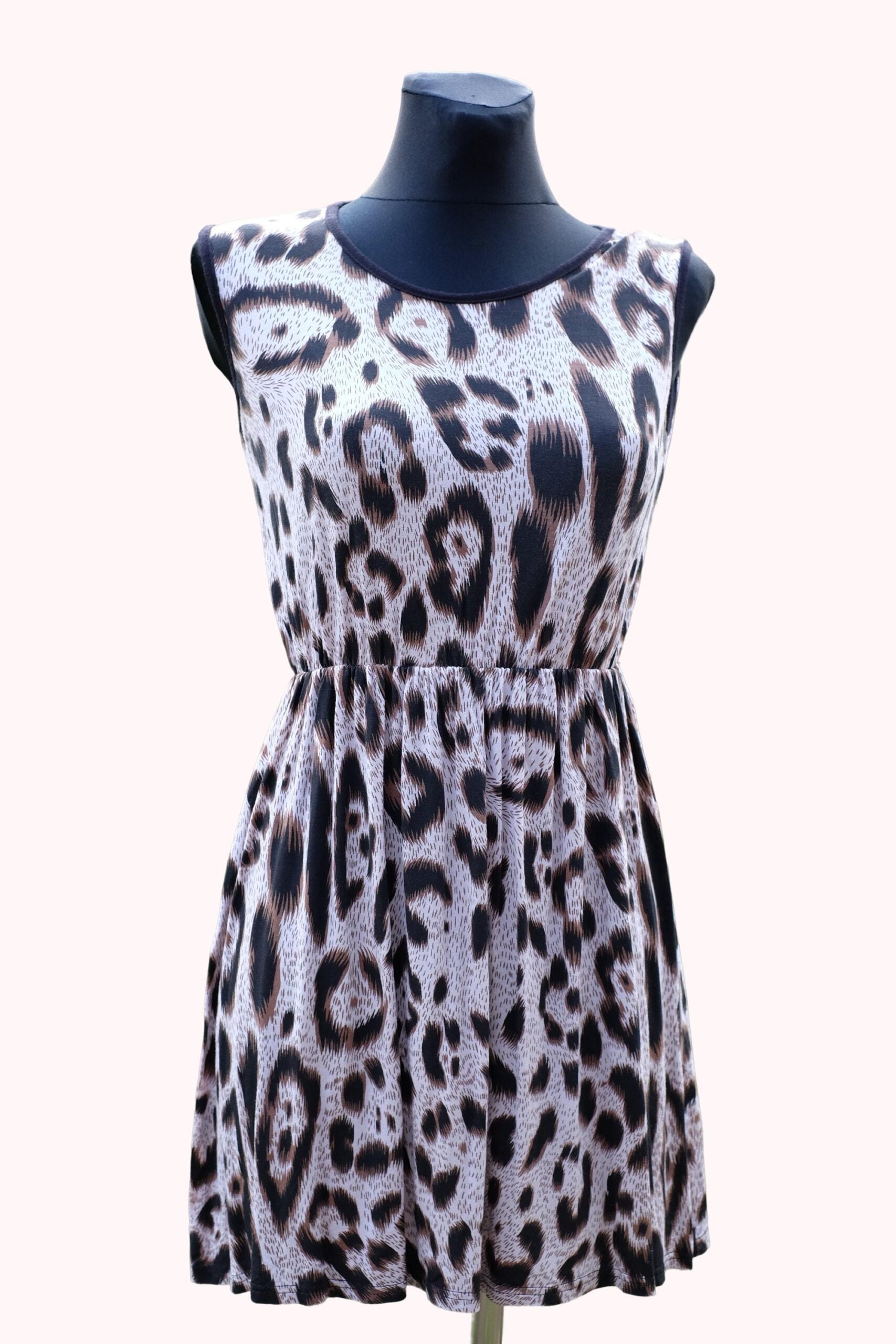 Vintage Y2K Leopard Mini Dress, Animal print Sundress - Image 10