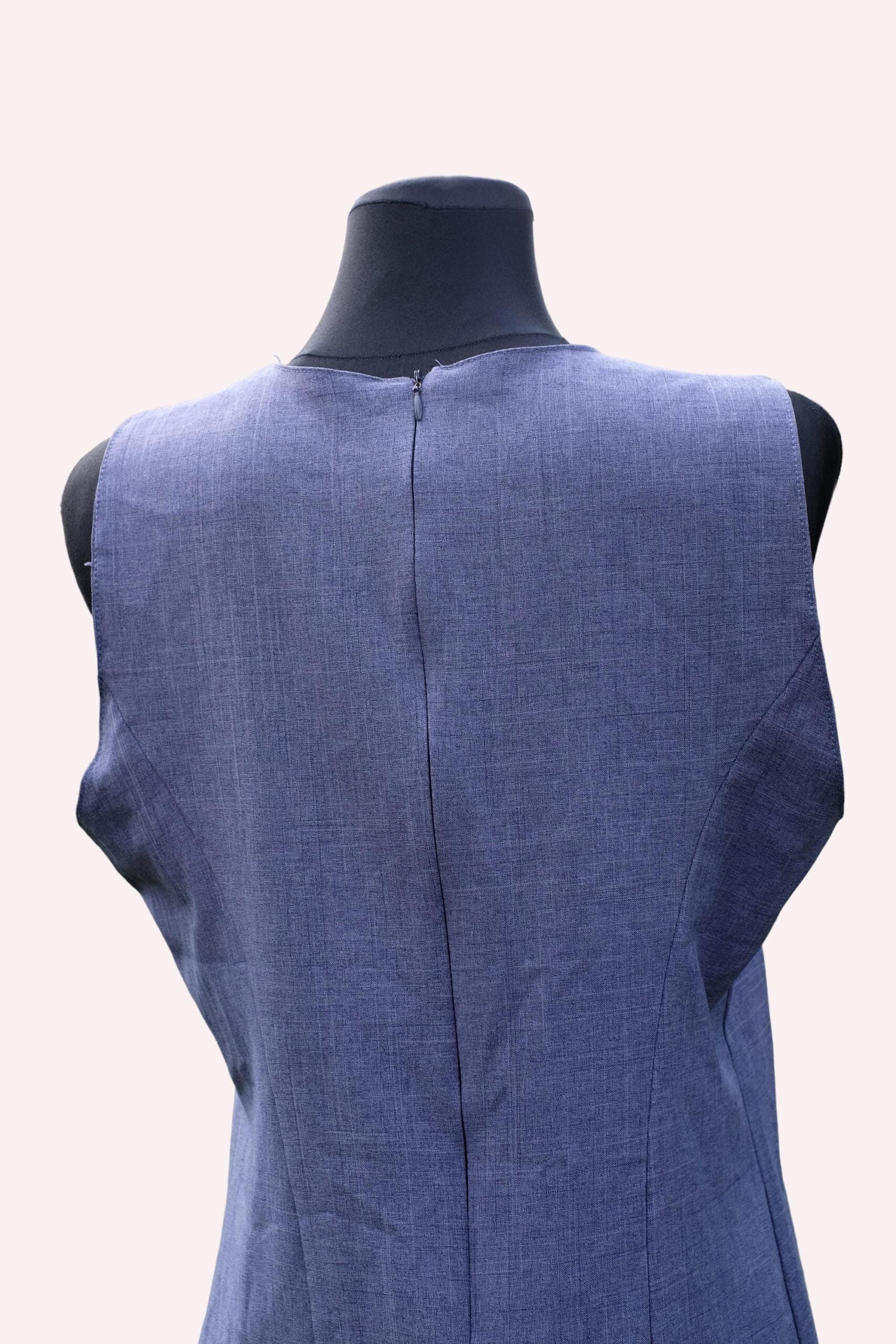 Vintage Blue Sleeveless Pencil Mini Dress size eu42 - Image 5