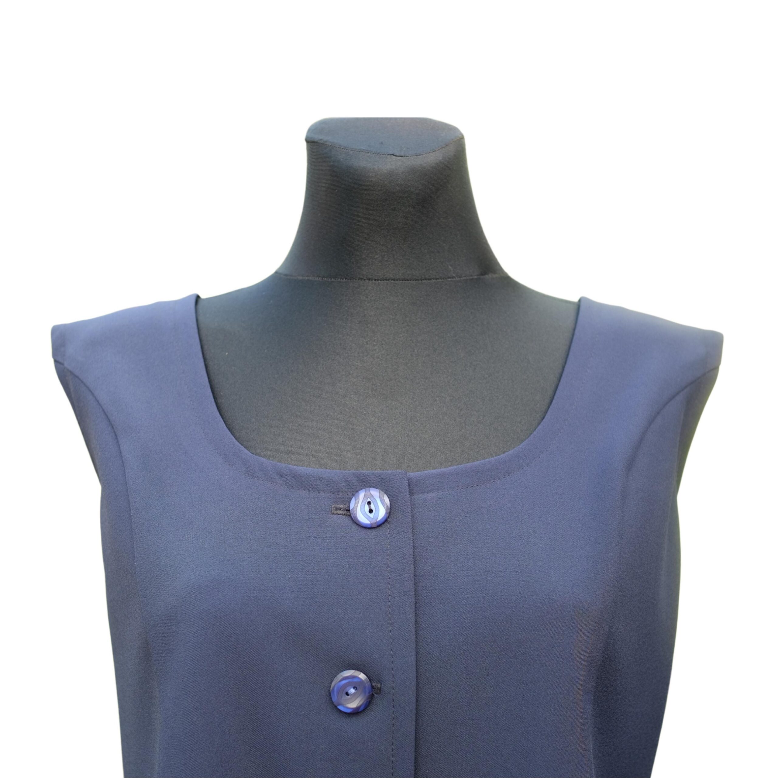 Vintage Plus Size Sleeveless Night Blue Blazer - Image 2