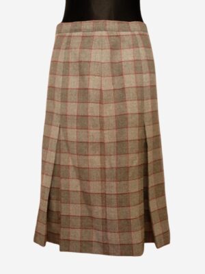 Vintage Winter Skirt, Gray Tartan Plaid Midi Skirt