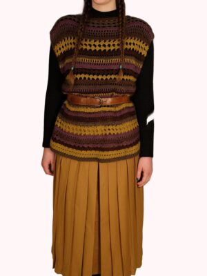 Vintage Boho Colourful Striped Crochet Sweater Vest