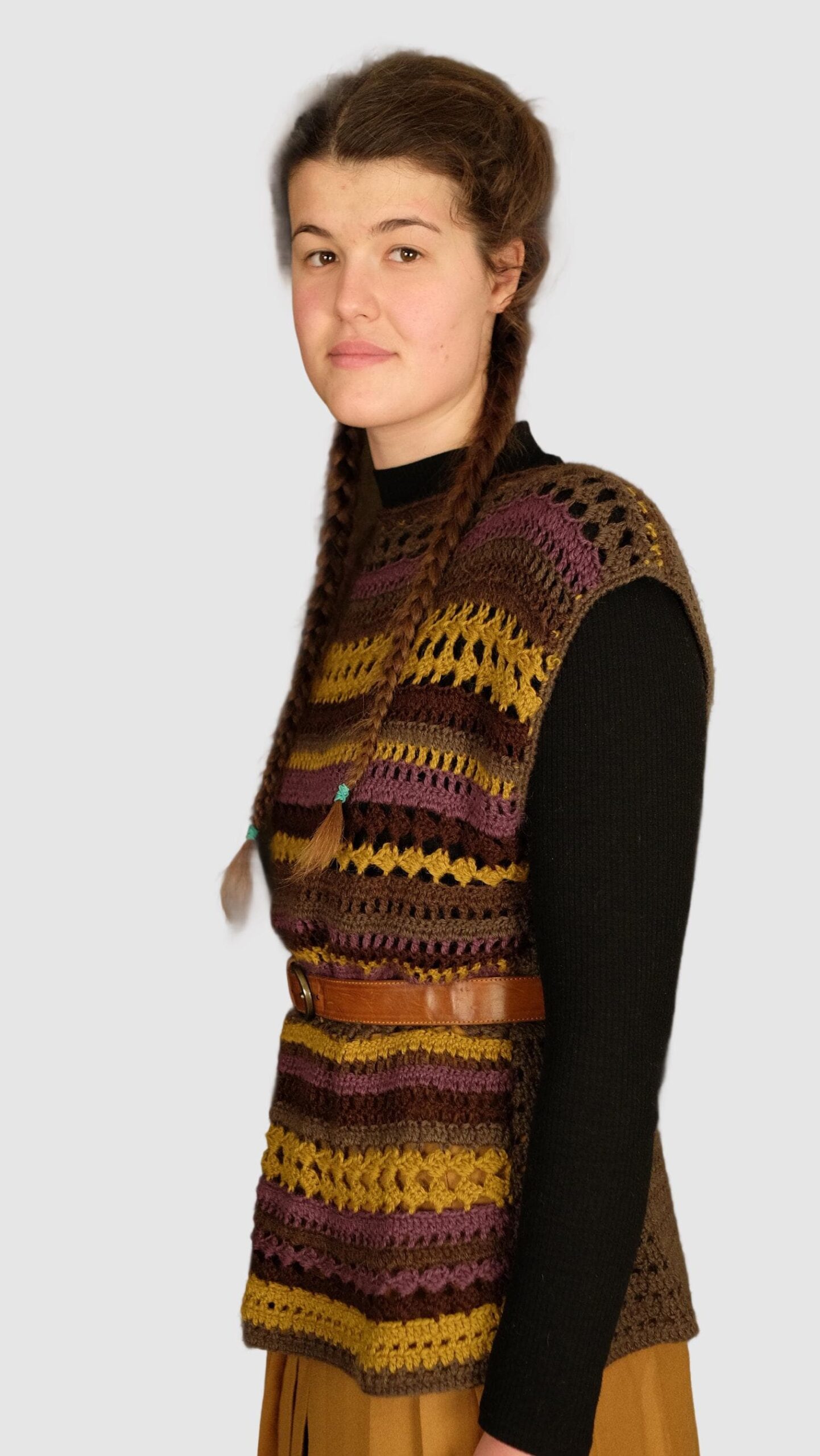 Vintage Boho Colourful Striped Crochet Sweater Vest - Image 4