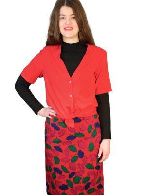 Vintage 80s Short Sleeved Red Blouse