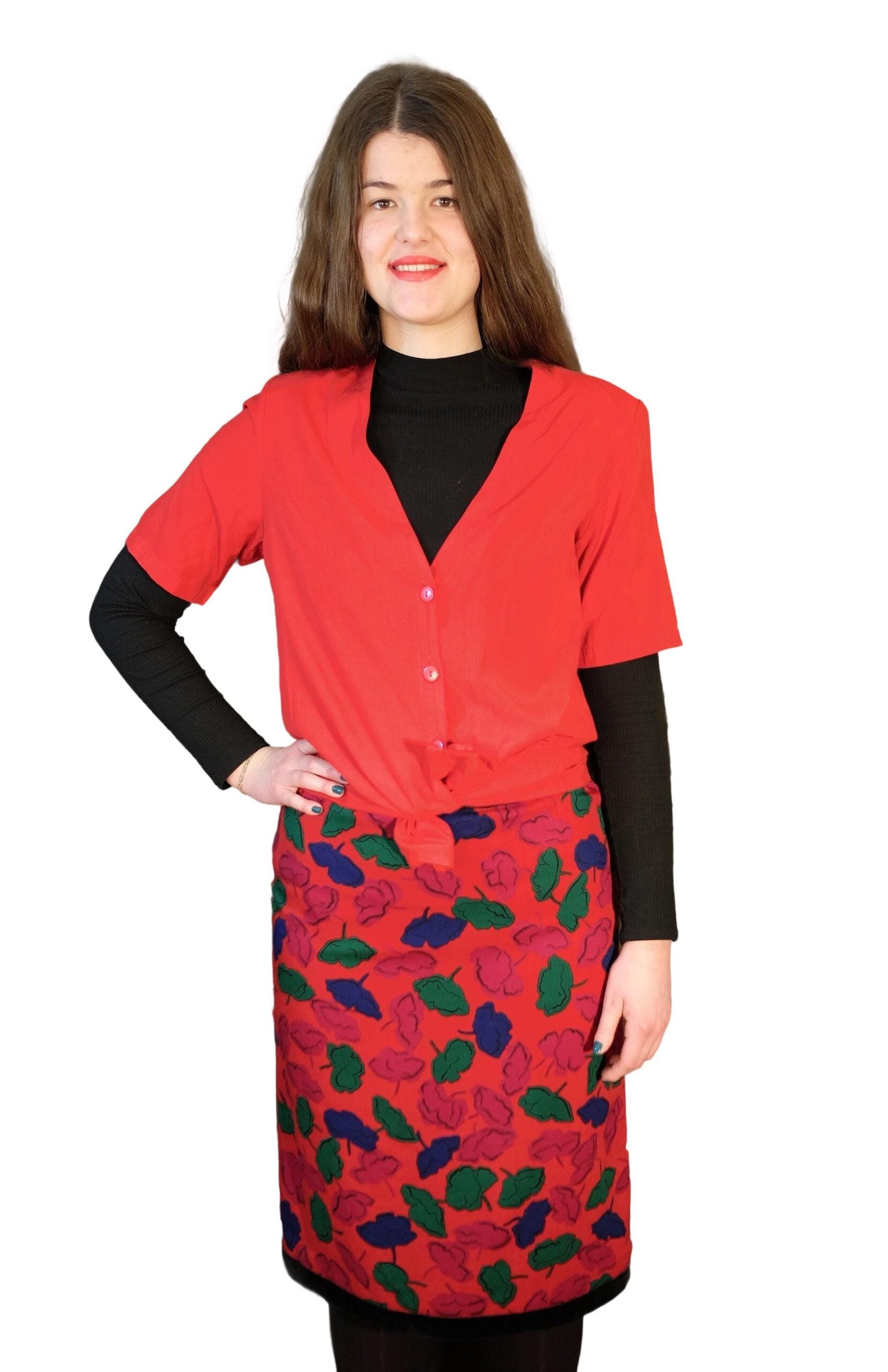 Vintage 80s Short Sleeved Red Blouse