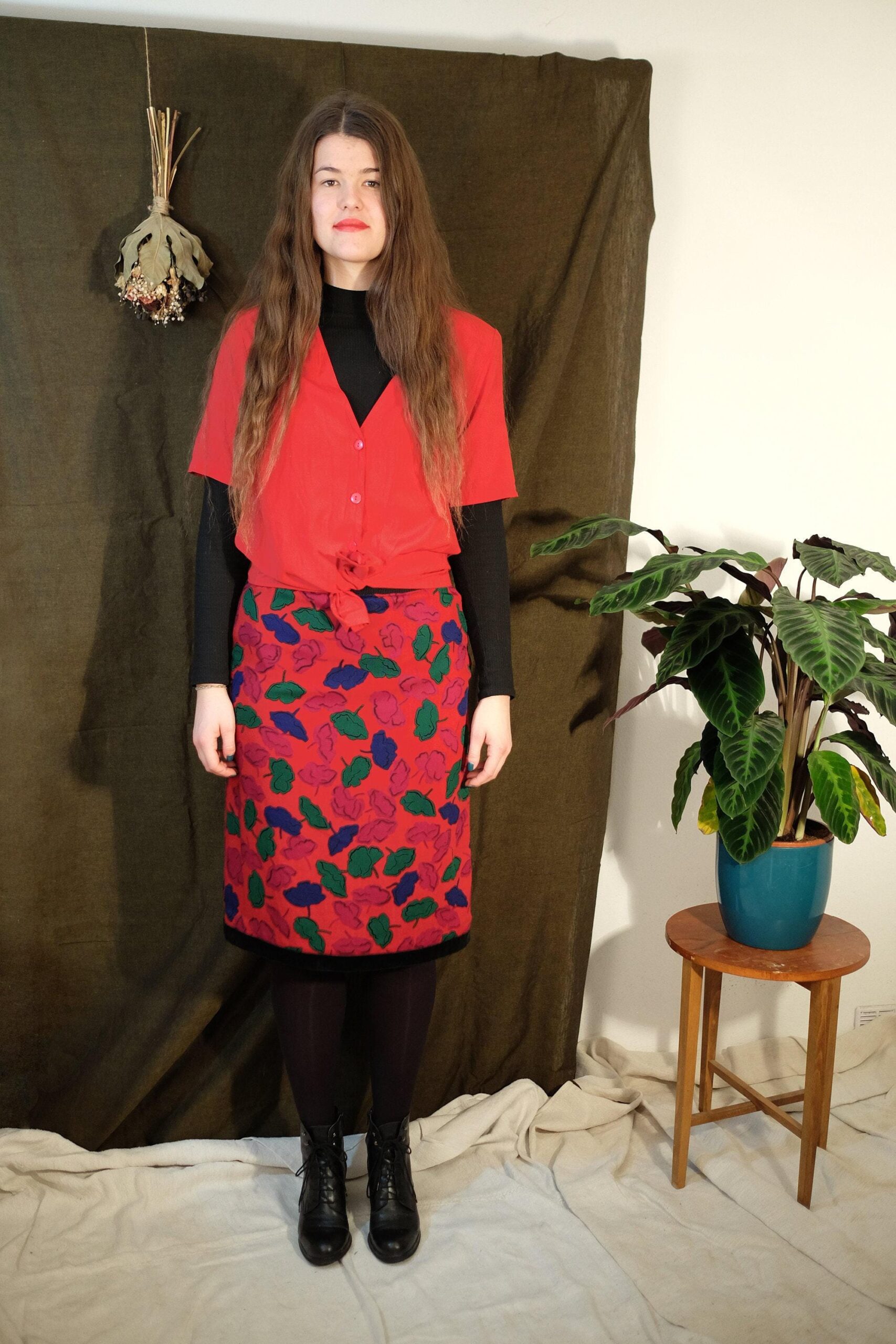 Vintage 80s Short Sleeved Red Blouse - Image 3