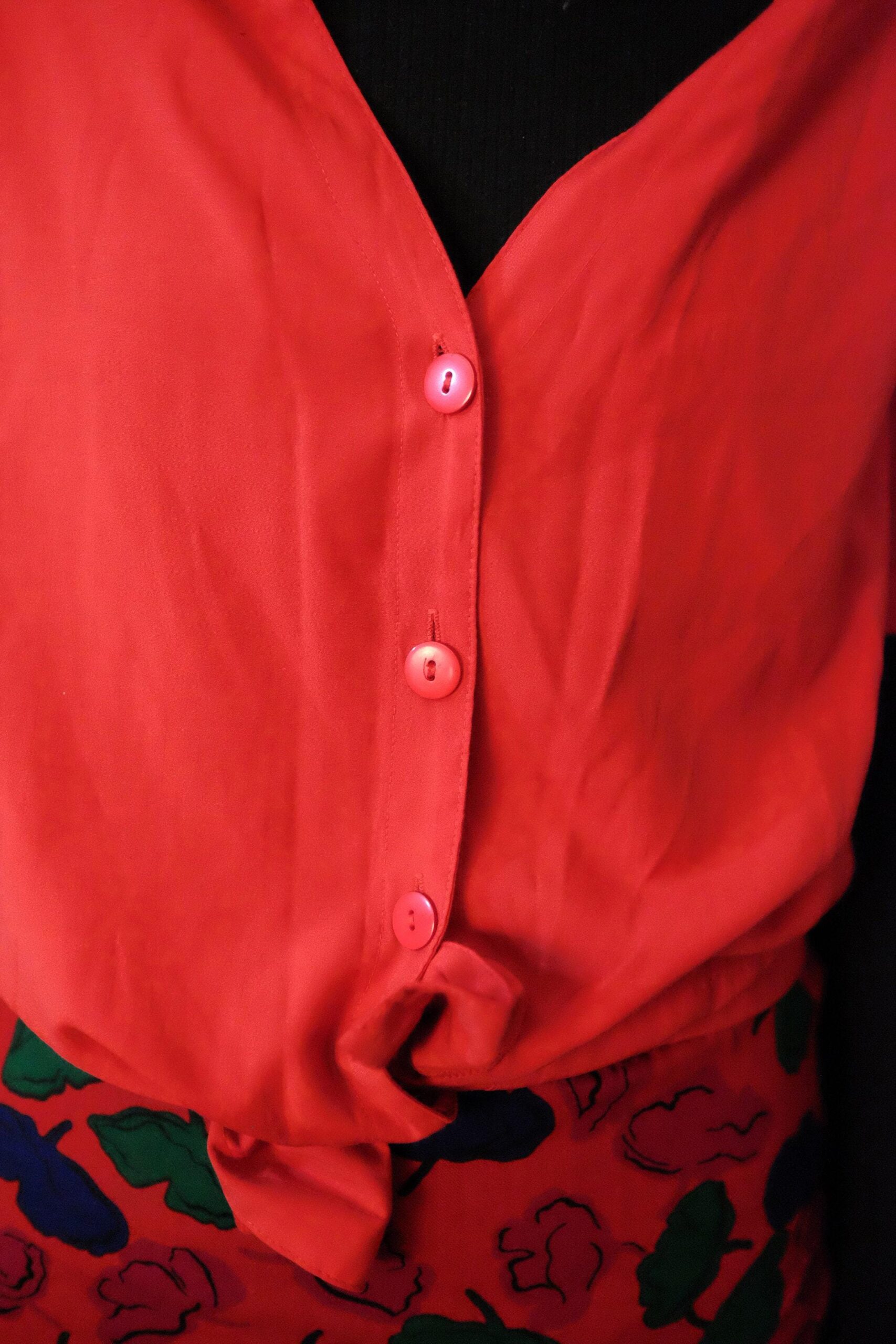 Vintage 80s Short Sleeved Red Blouse - Image 5