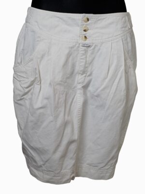 Vintage White Cotton Pencil Skirt | Button Up Pockets Skirt | Stretchable Skirt