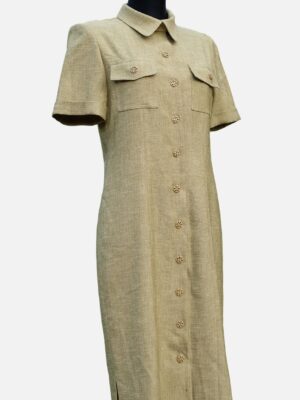 Vintage Light Green Midi Shirt Dress with Collar, Pia Boutique Paris