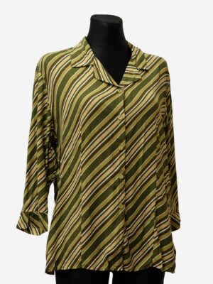 70s Vintage Green Diagonal Stripes Shirt