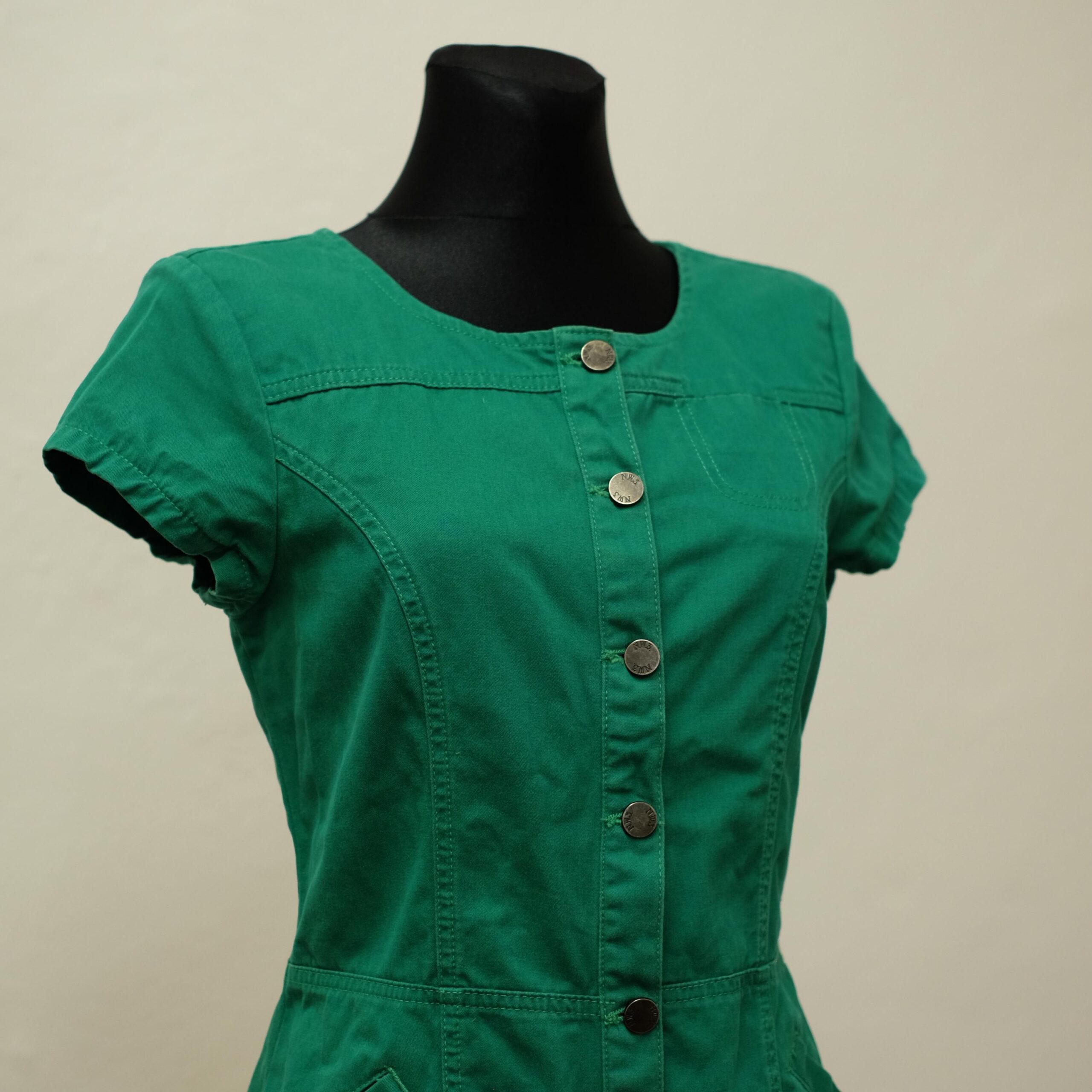 Vintage Green Denim Dress size S - Image 6
