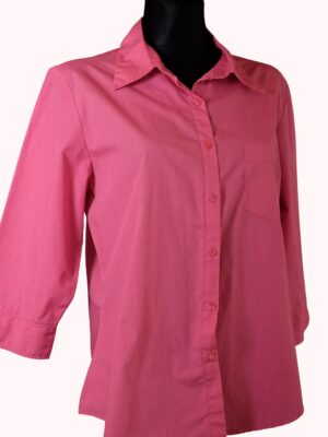 90s Vintage Barbiecore Pink Collared Button Up Blouse
