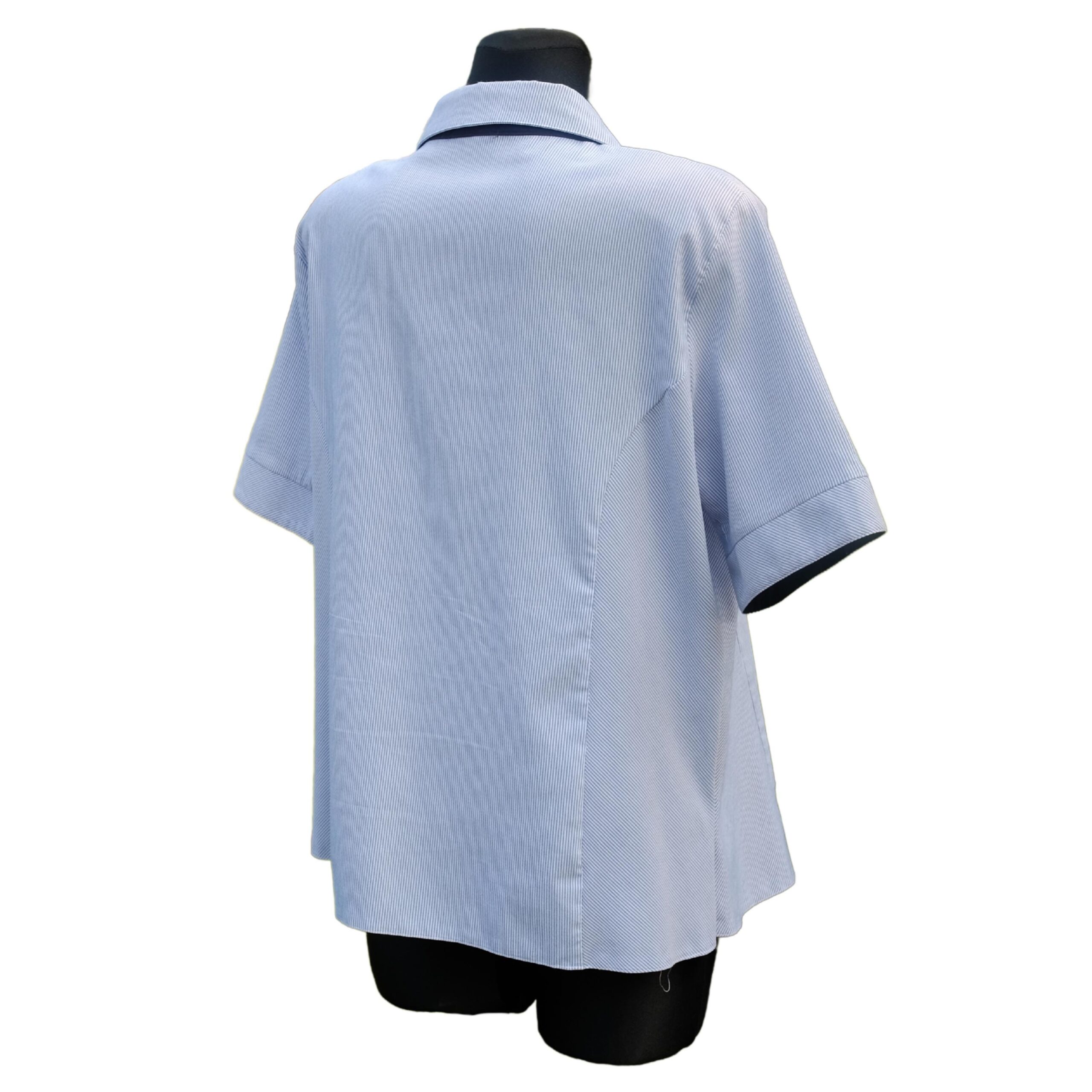 Vintage Plus Size Professional Collared Shirt, Blue and White Stripped, Fitted and Button-up, Preppy Style - Image 4