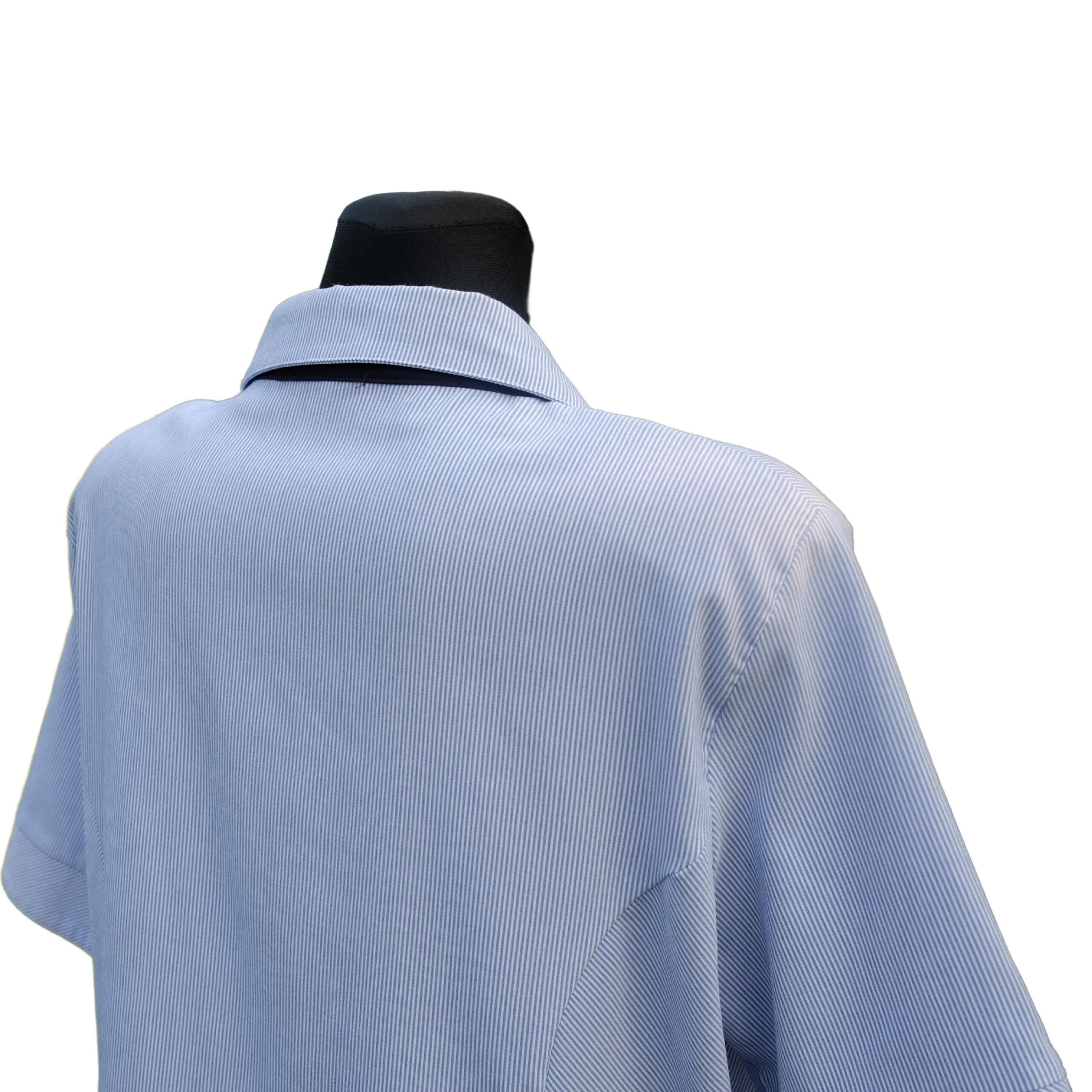 Vintage Plus Size Professional Collared Shirt, Blue and White Stripped, Fitted and Button-up, Preppy Style - Image 5