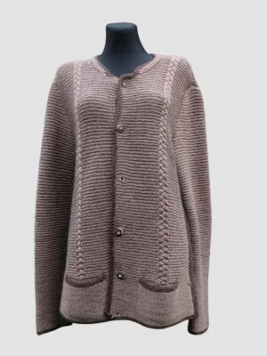 Vintage Ash Brown Warm Chunky Cardigan with Pockets