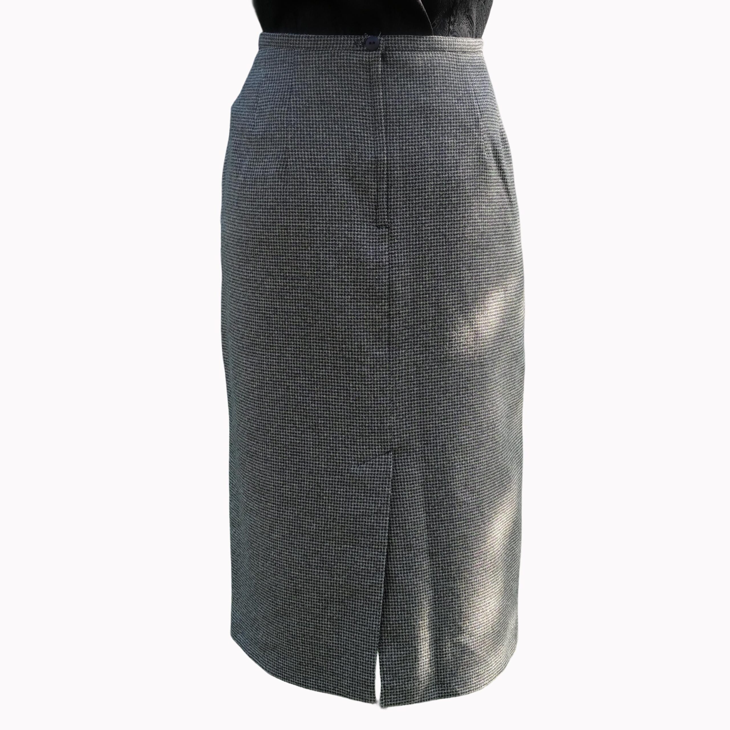 Vintage Gray Houndstooth Pencil Skirt - Image 9
