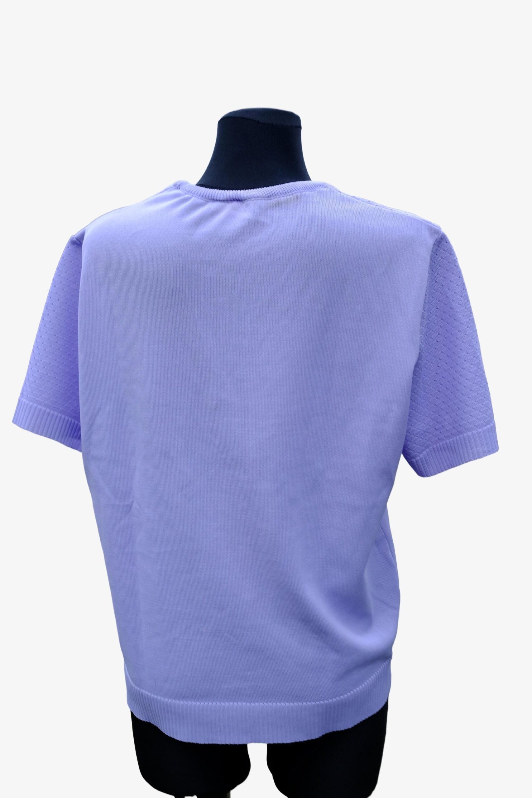 Vintage Short Sleeved Lilac Crew Neck Mesh Detail Top - Image 8