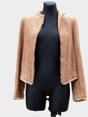 Vintage Sandra Pabst Terracotta Orange Tweed Blazer with Zipper Closing