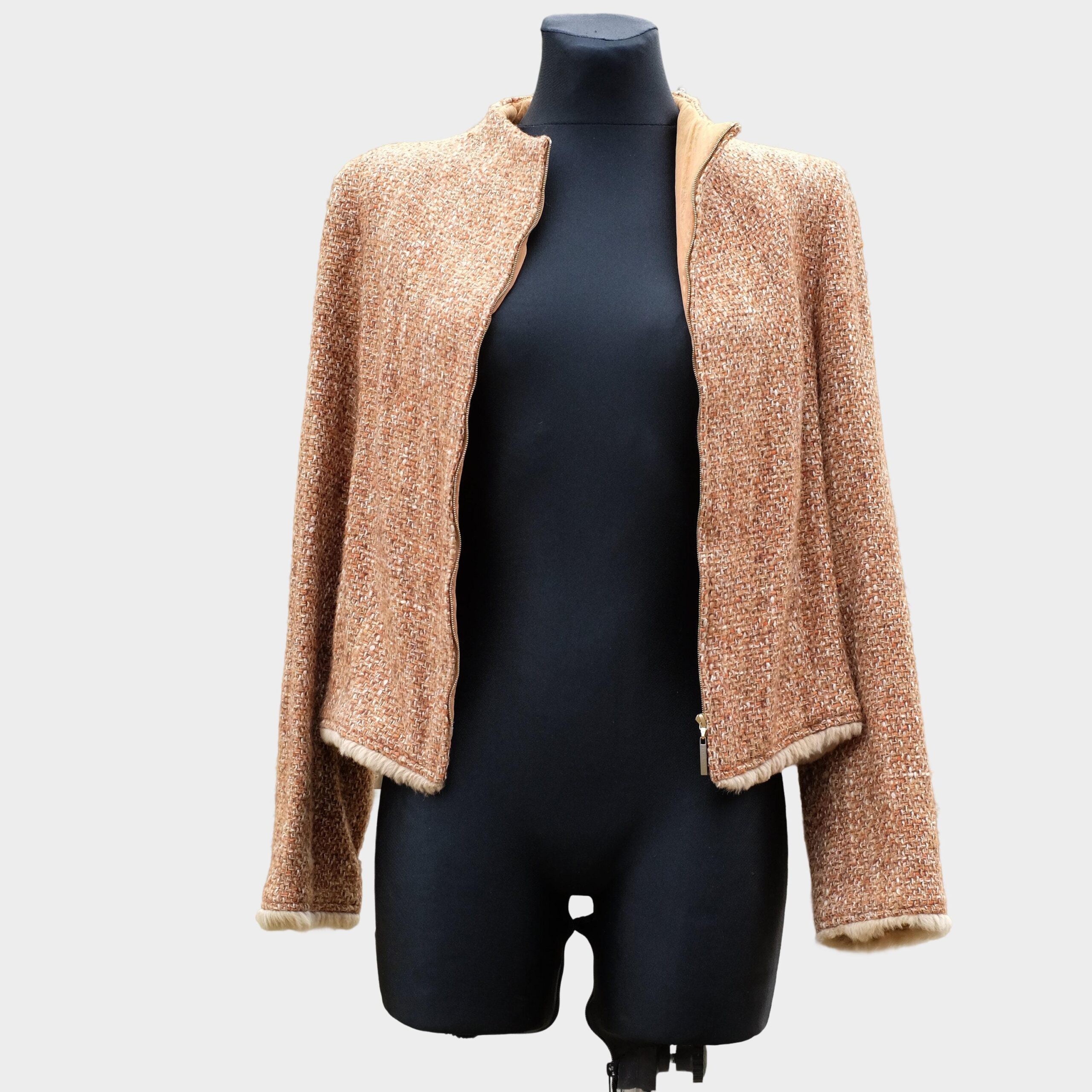 Vintage Sandra Pabst Terracotta Orange Tweed Blazer with Zipper Closing