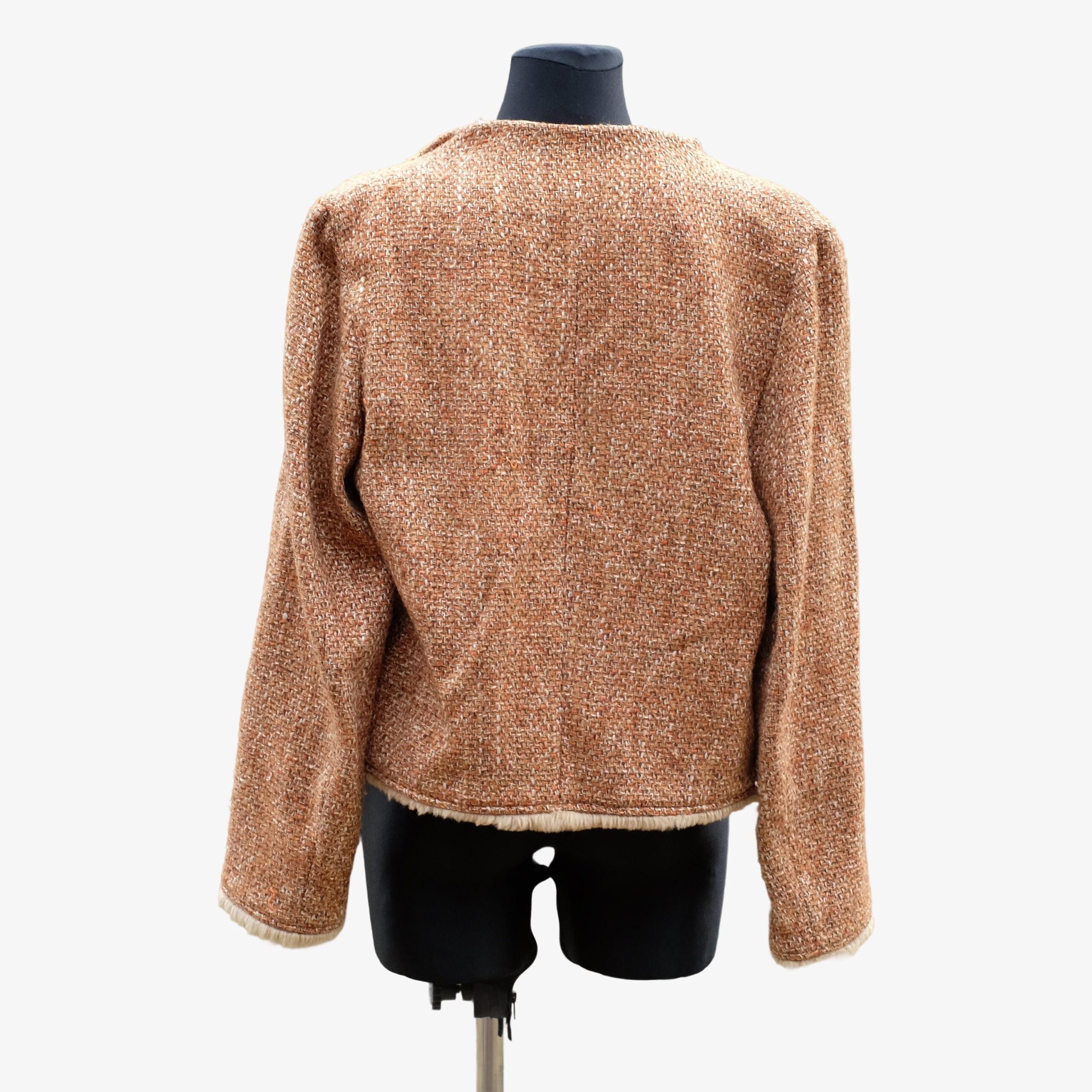 Vintage Sandra Pabst Terracotta Orange Tweed Blazer with Zipper Closing - Image 5