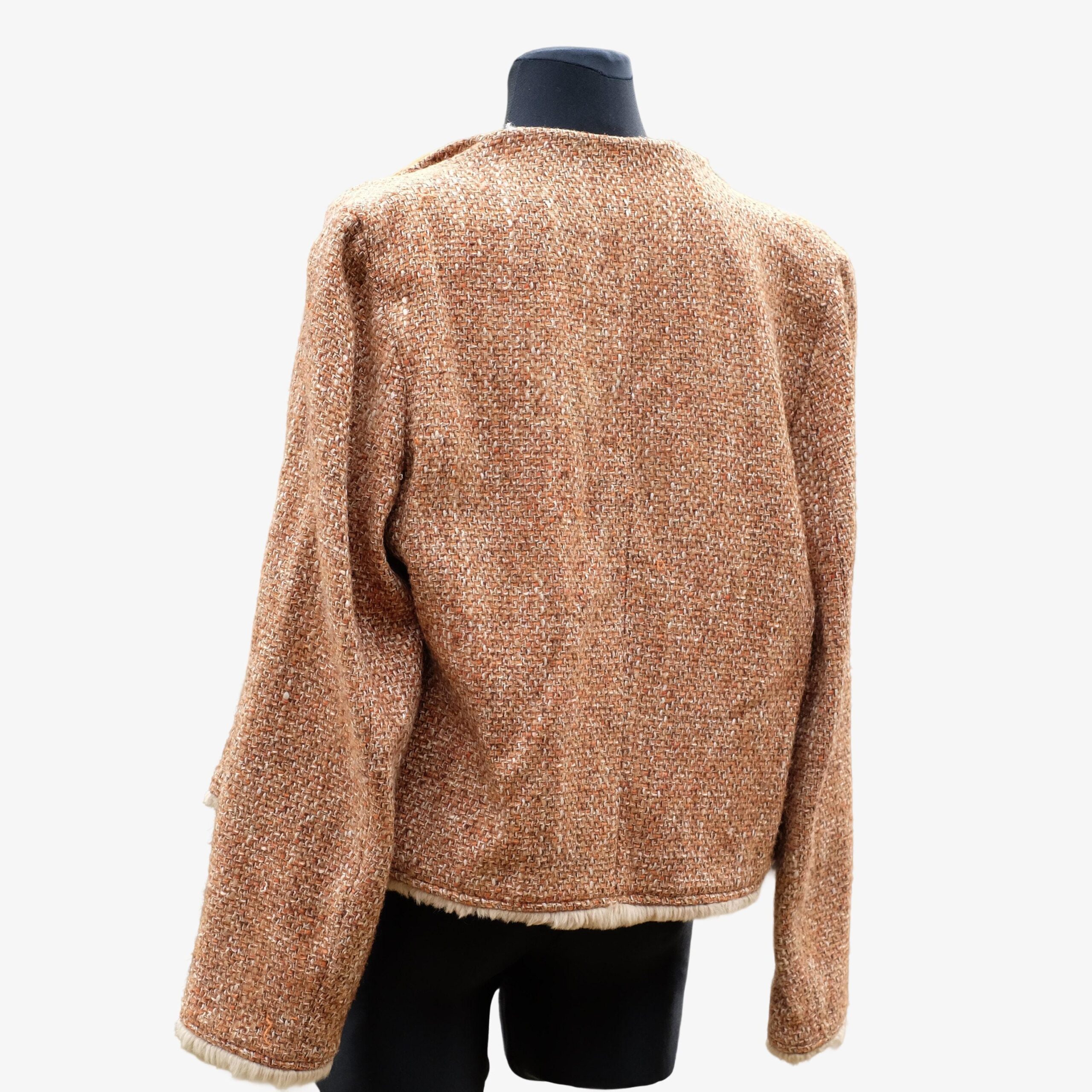 Vintage Sandra Pabst Terracotta Orange Tweed Blazer with Zipper Closing - Image 6
