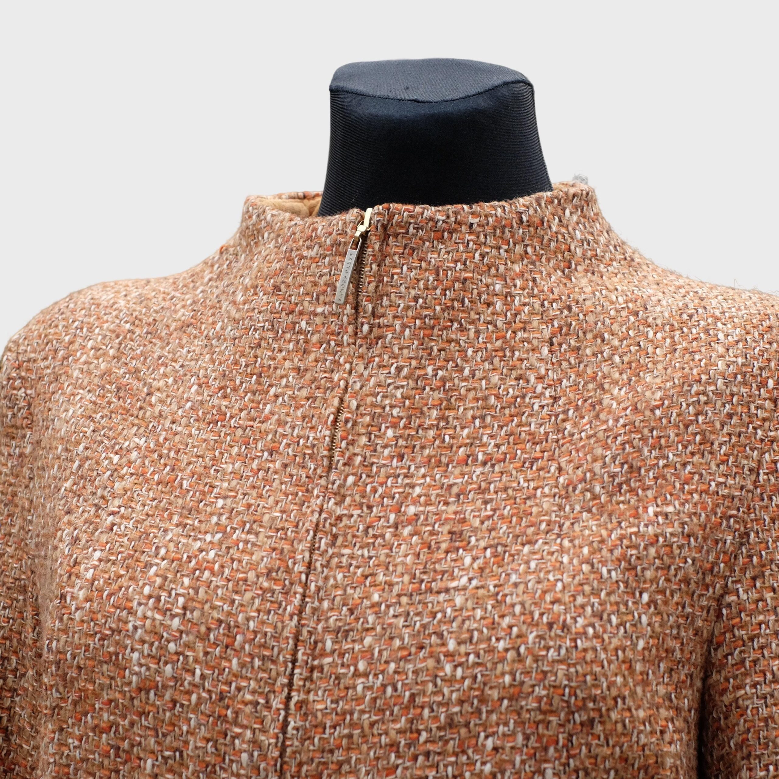 Vintage Sandra Pabst Terracotta Orange Tweed Blazer with Zipper Closing - Image 9