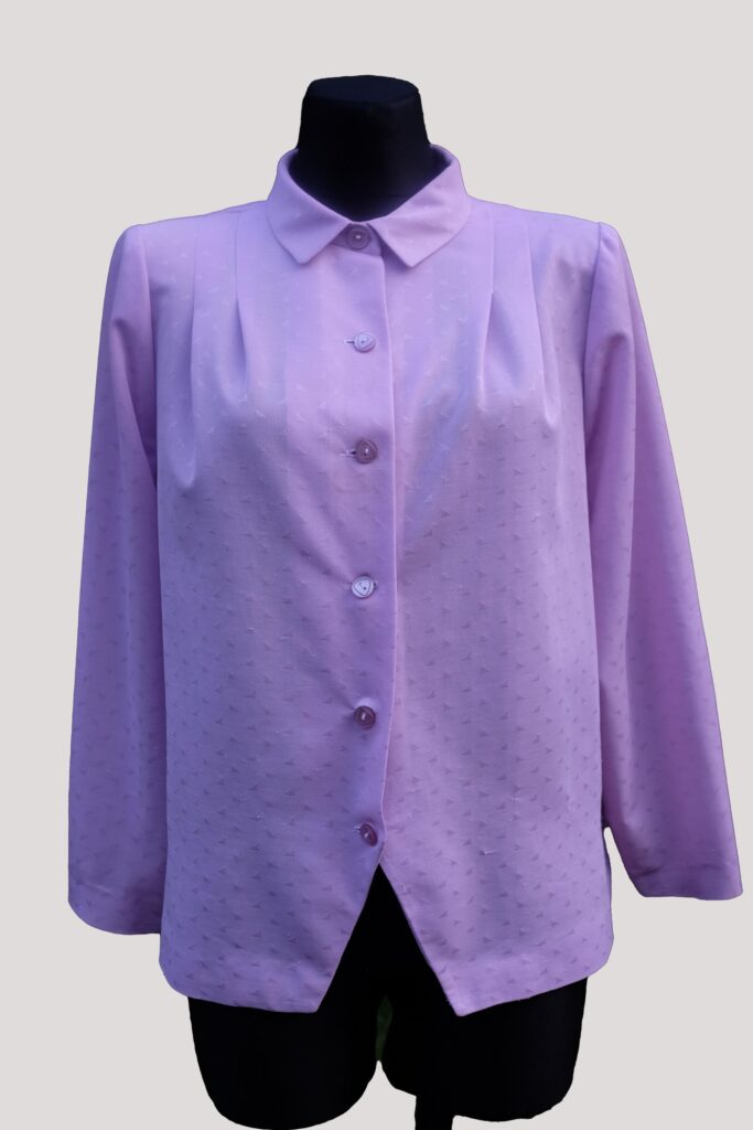 Vintage 80s Lavender Shirt, Shoulder Pads, Pastel Color