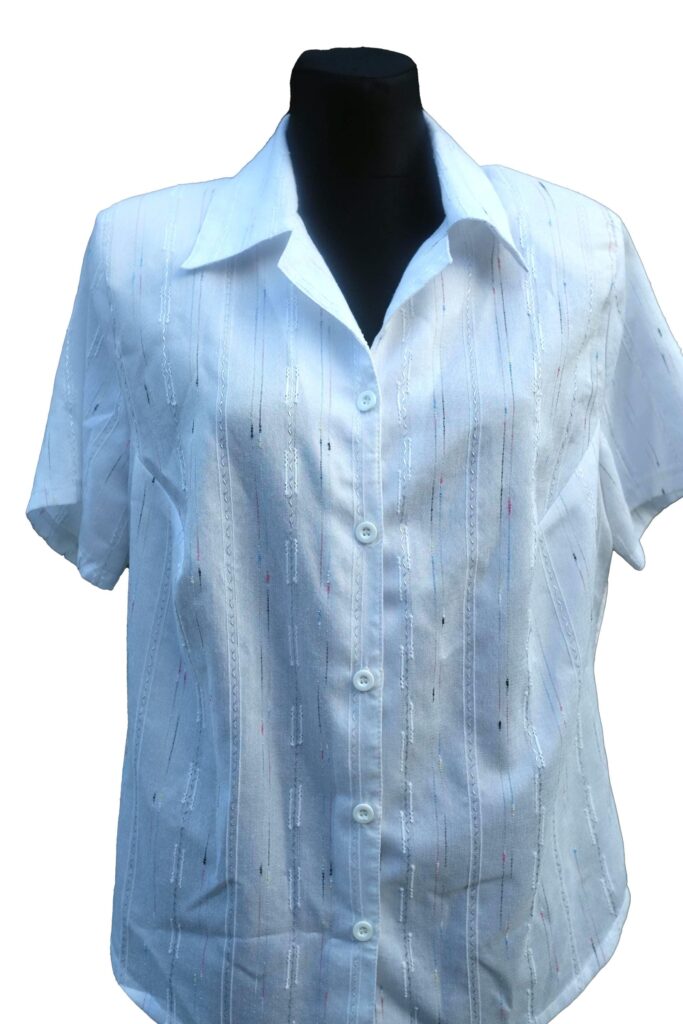 Vintage 80s White Shirt with Small Colorful Details