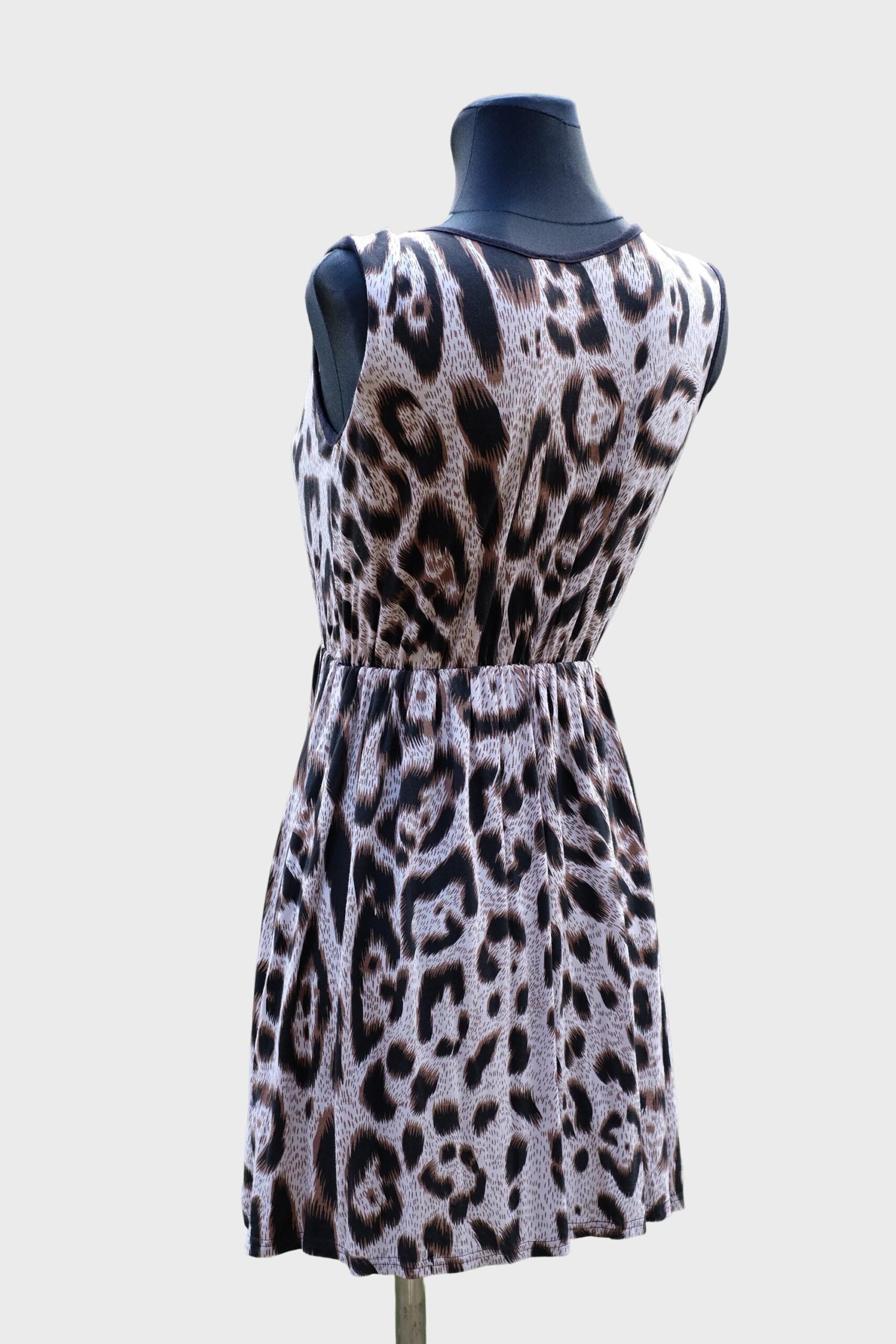 Vintage Y2K Leopard Mini Dress, Animal print Sundress - Image 7