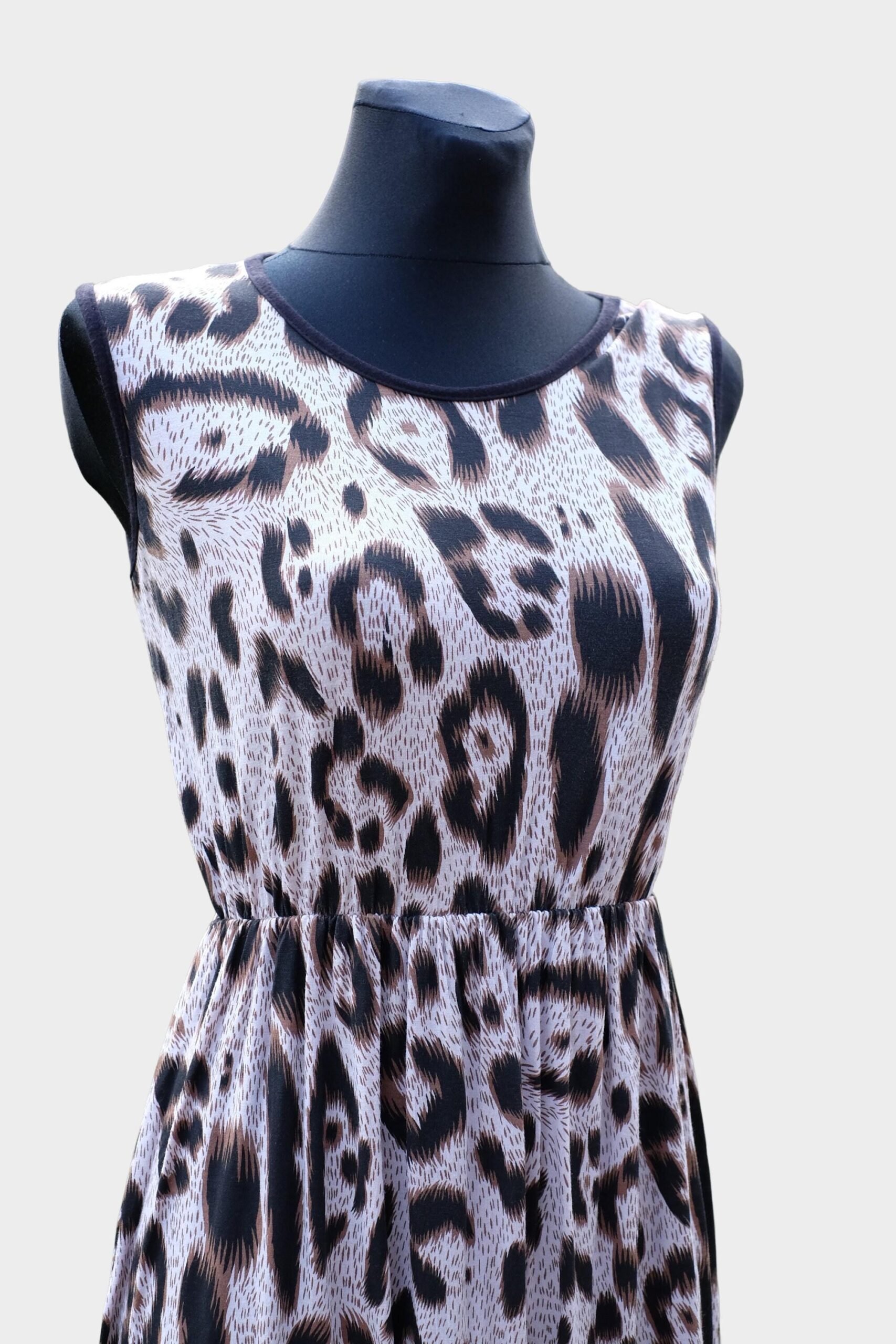 Vintage Y2K Leopard Mini Dress, Animal print Sundress - Image 9