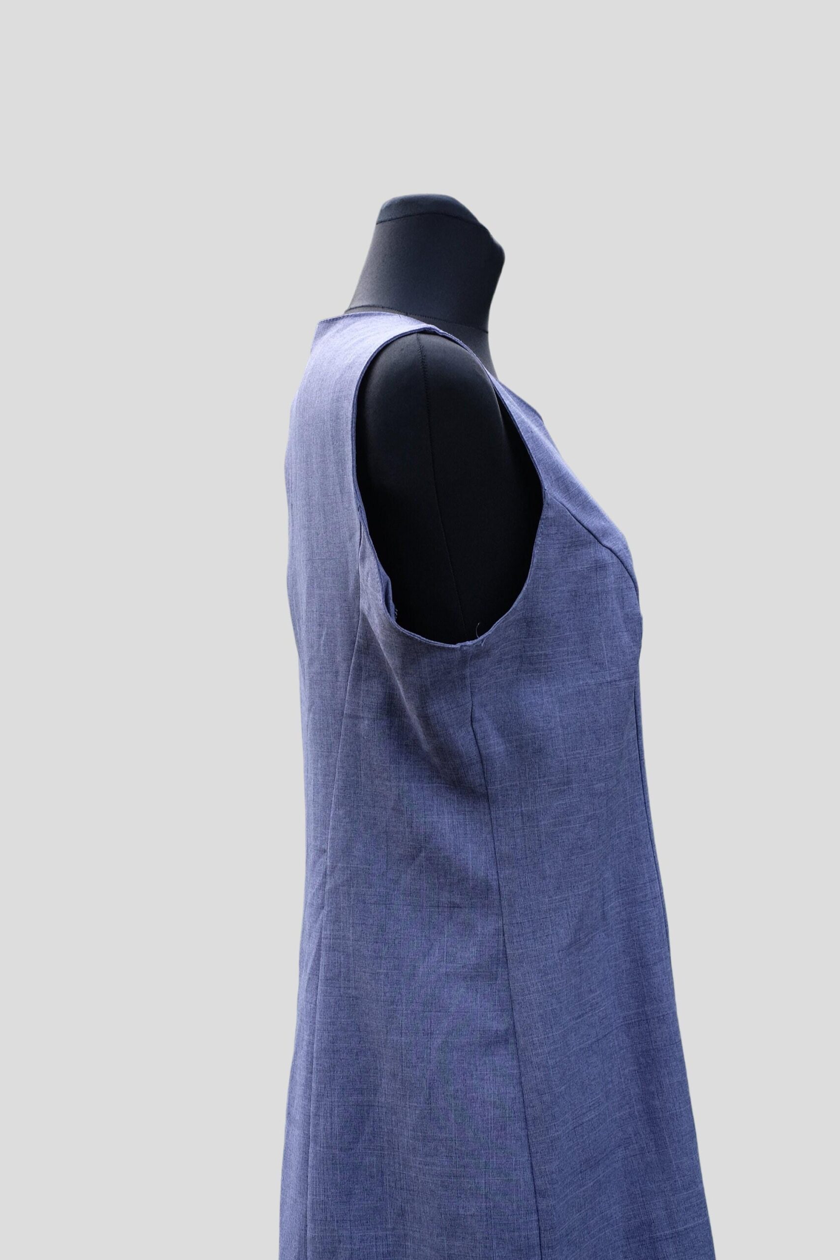 Vintage Blue Sleeveless Pencil Mini Dress size eu42 - Image 3